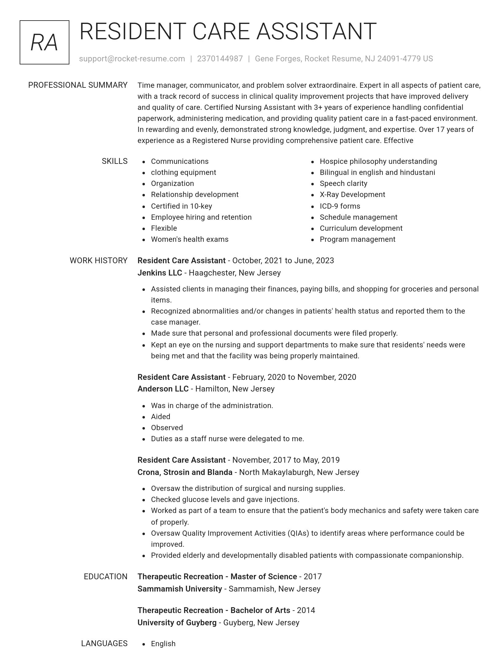 Renowned resume template