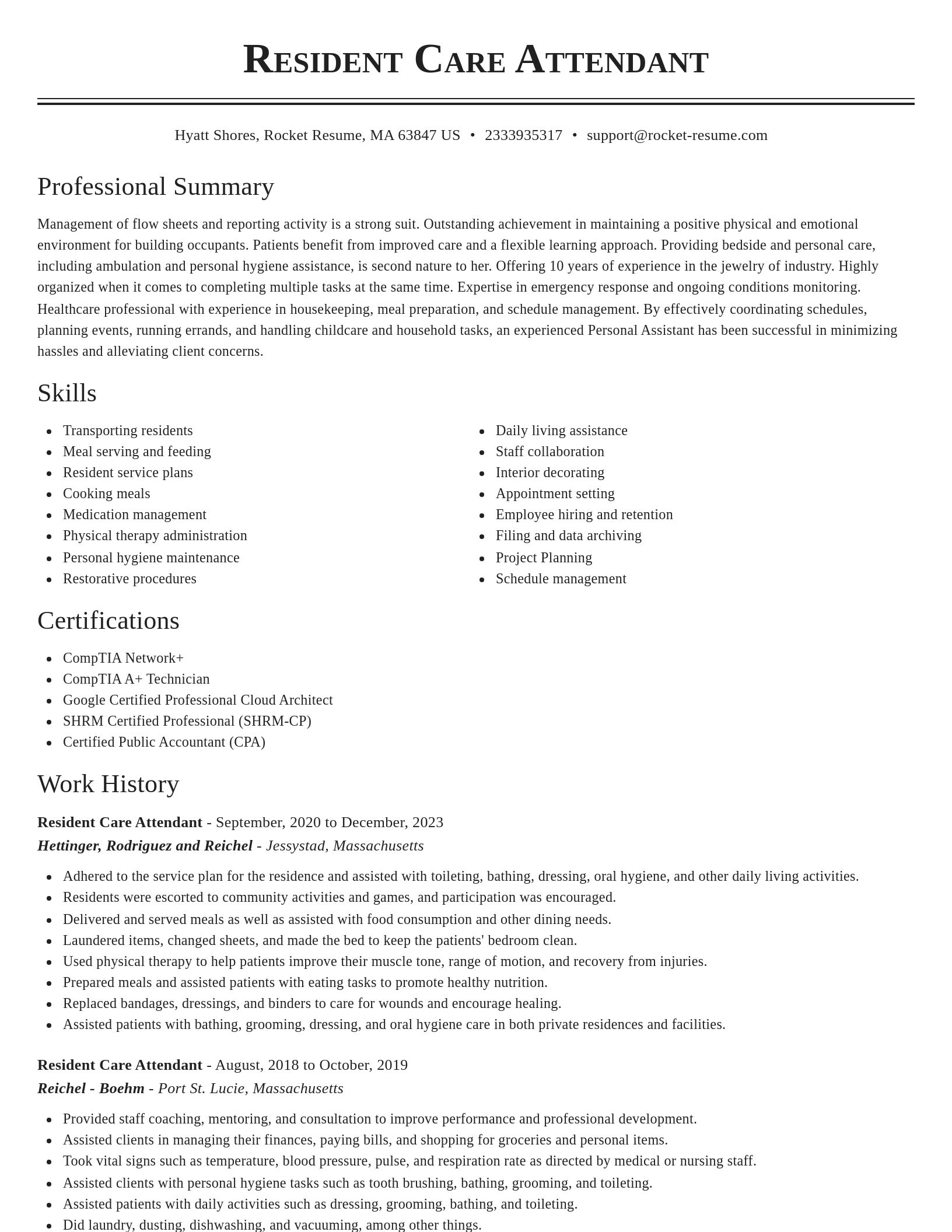 Classic resume template