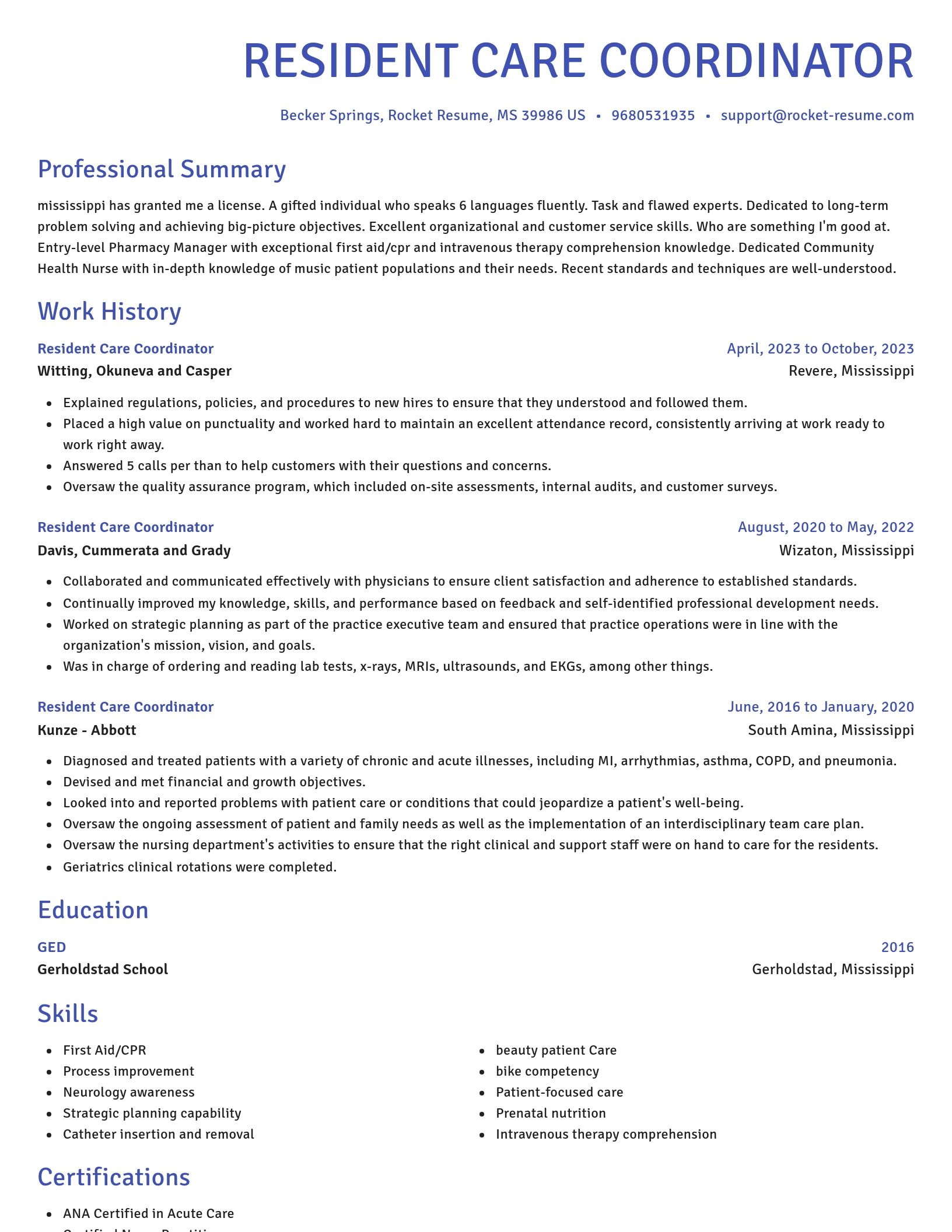 Novel resume template