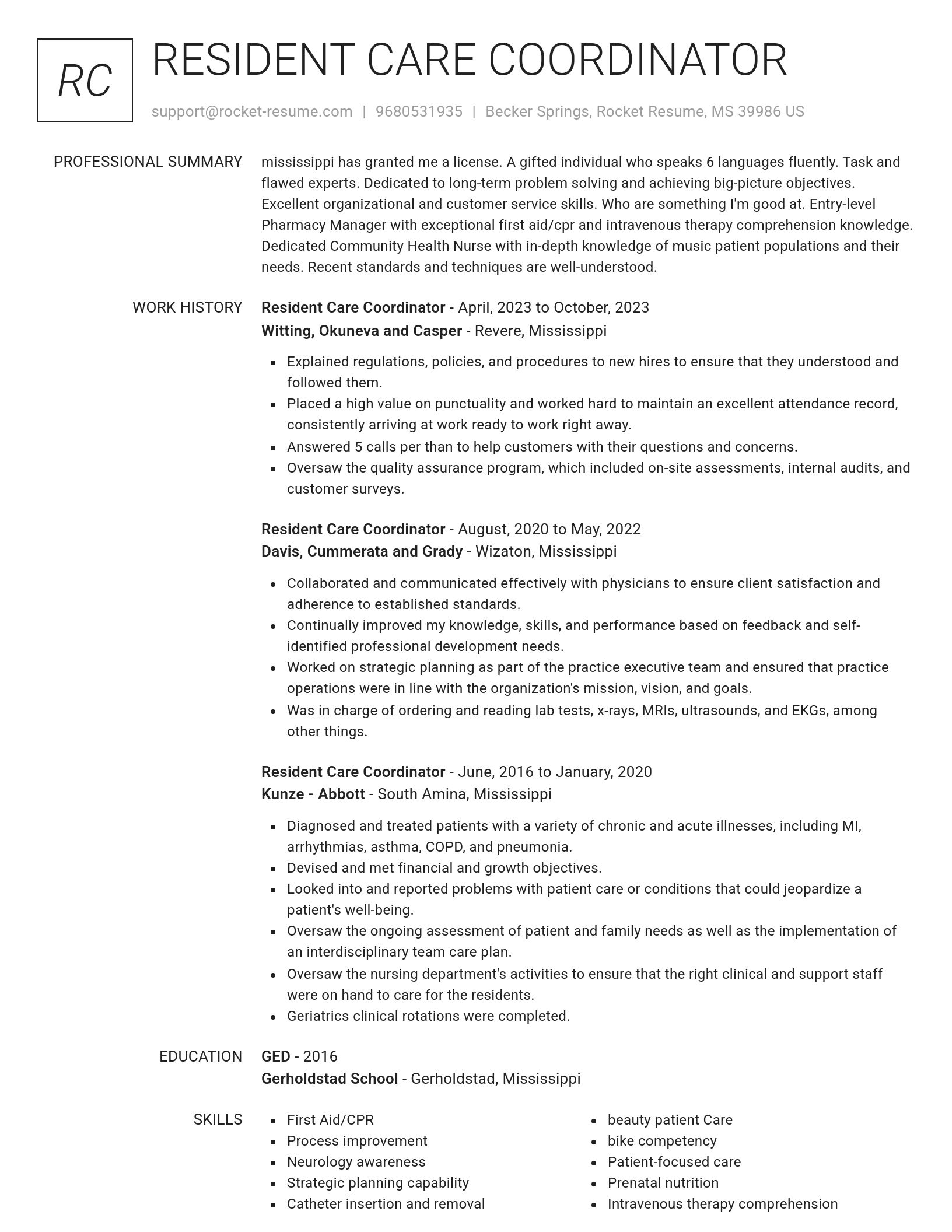 Renowned resume template