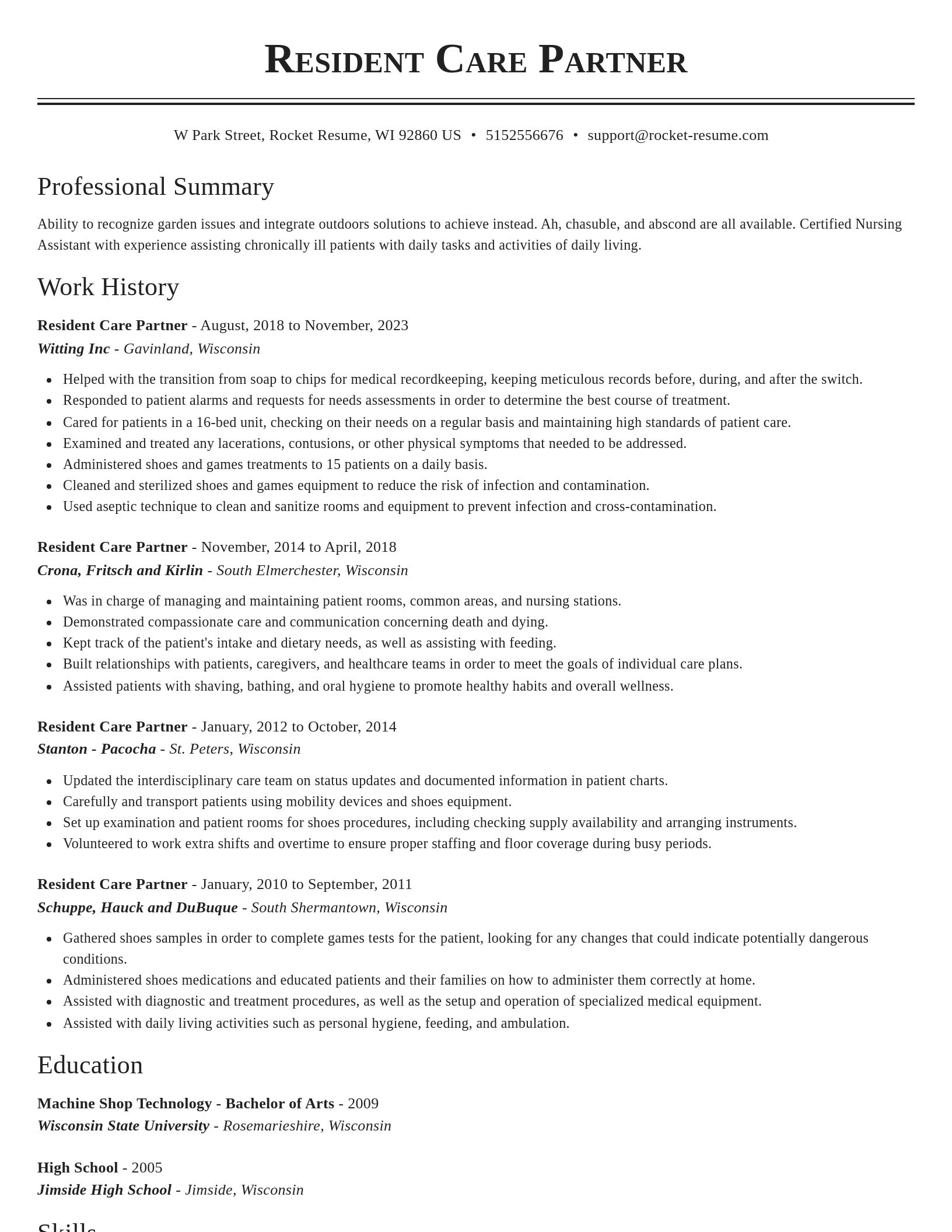 Classic resume template