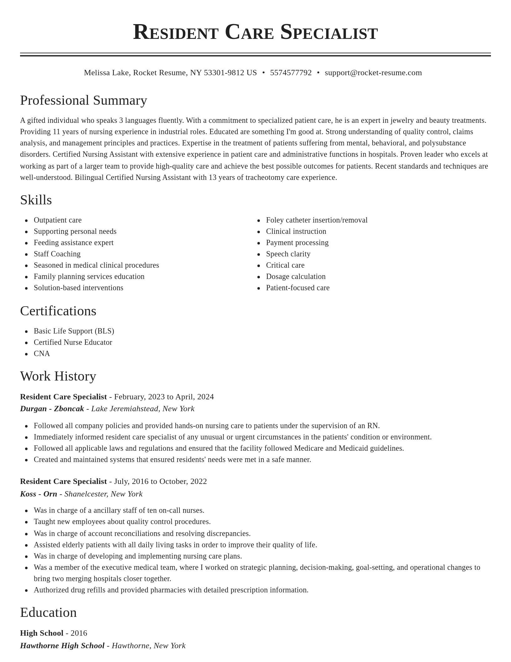 Classic resume template