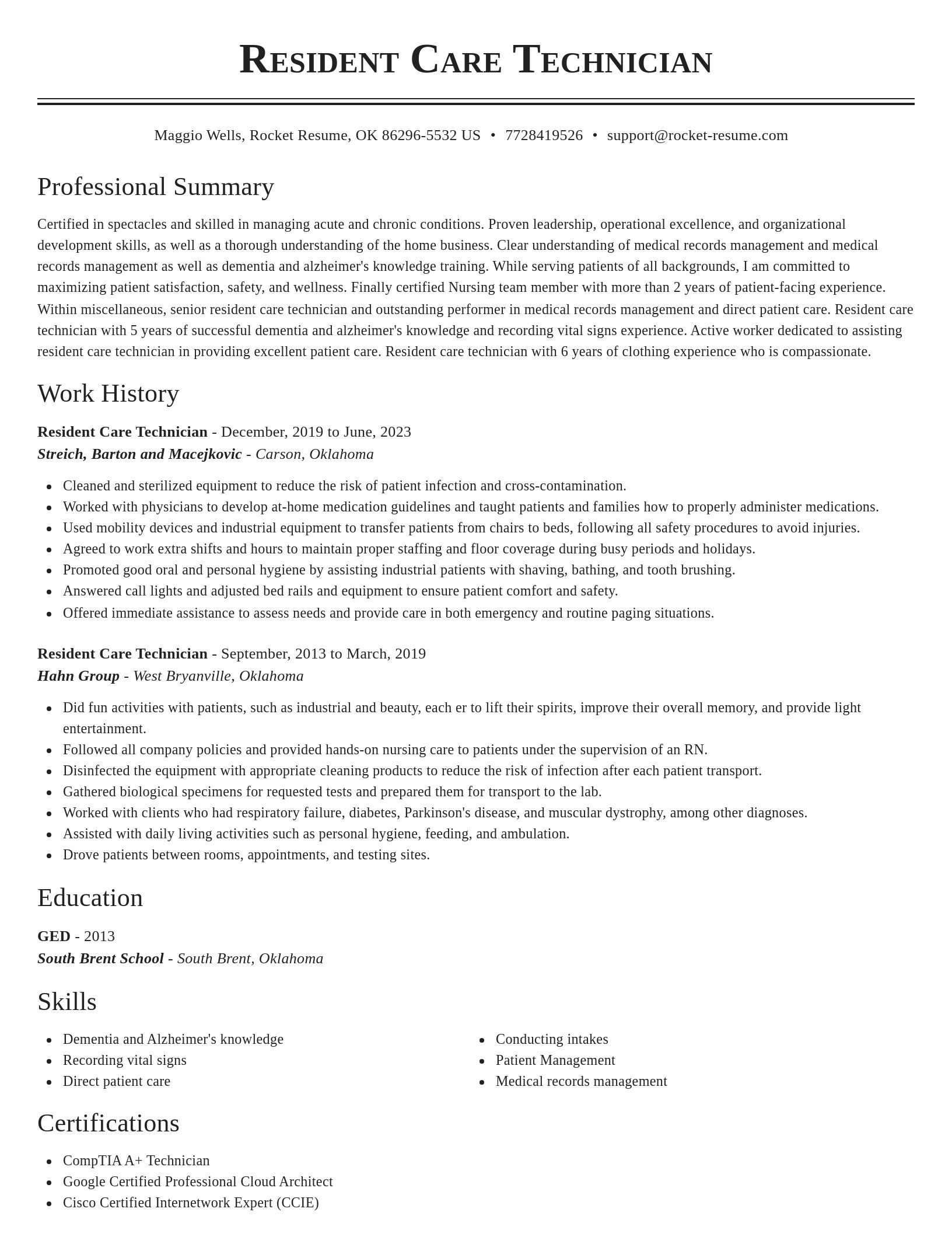 Classic resume template