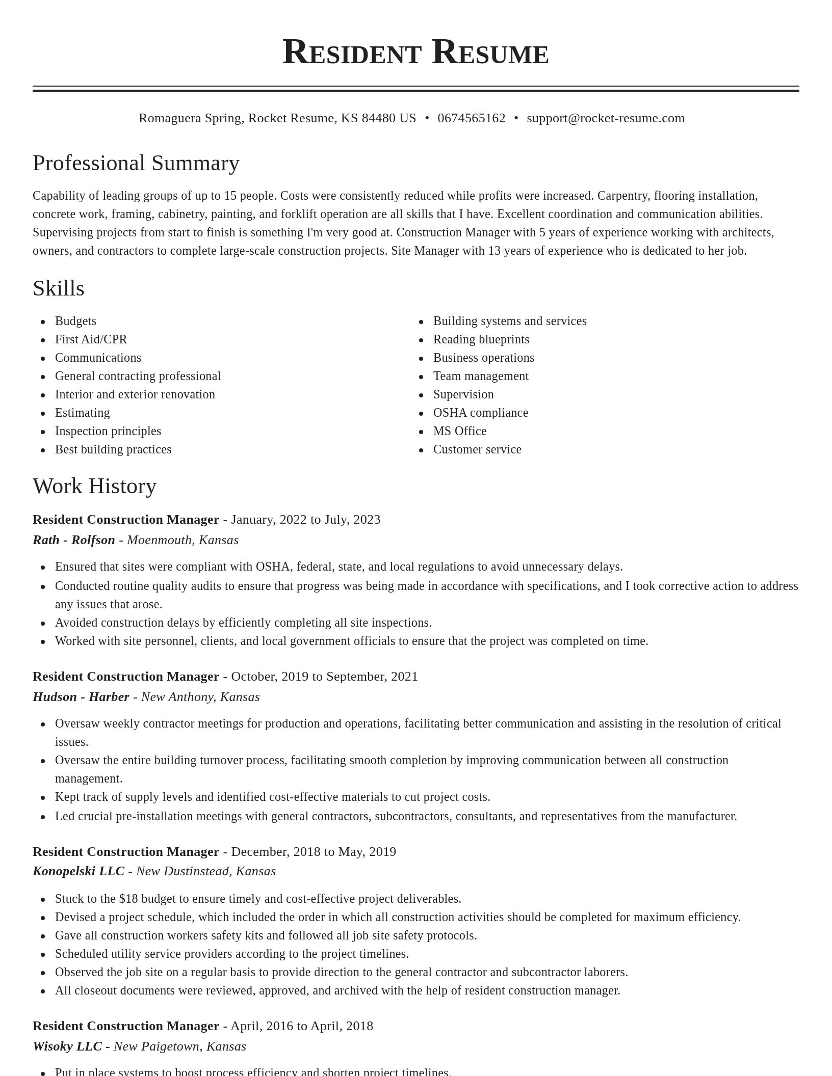 Classic resume template