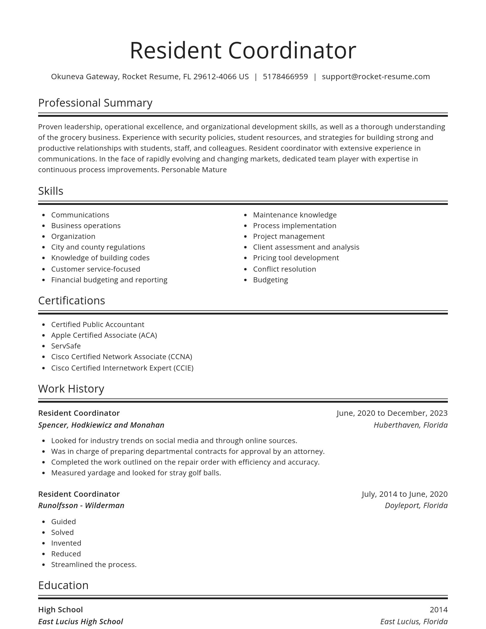 Spotlight resume template