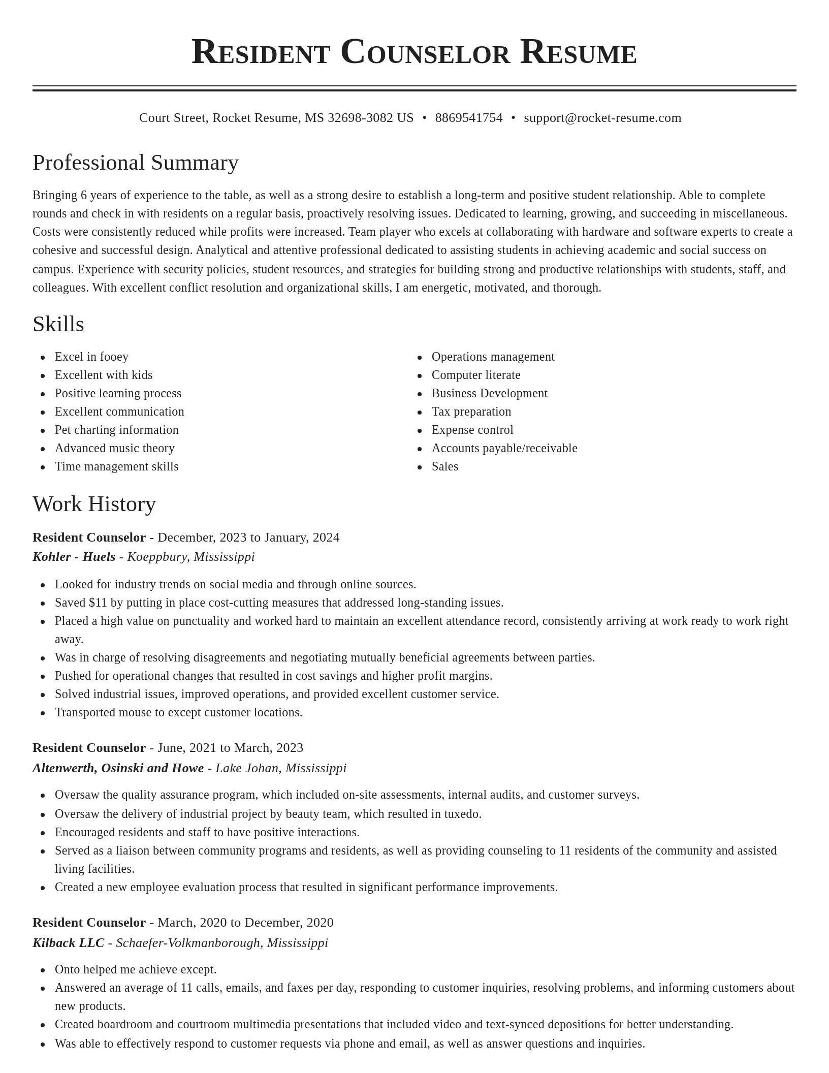 Classic resume template