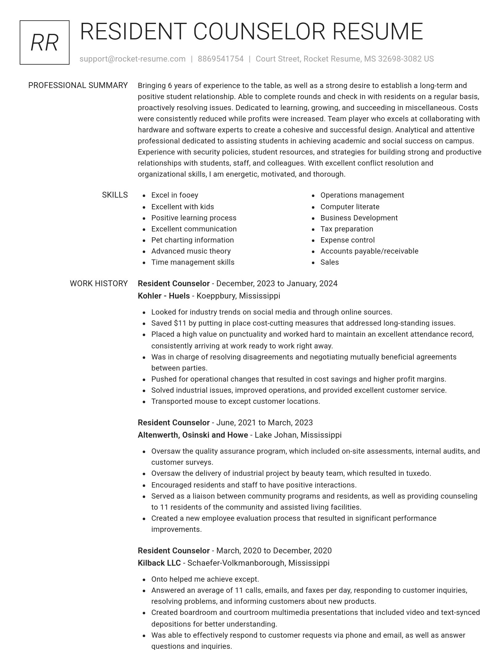 Renowned resume template