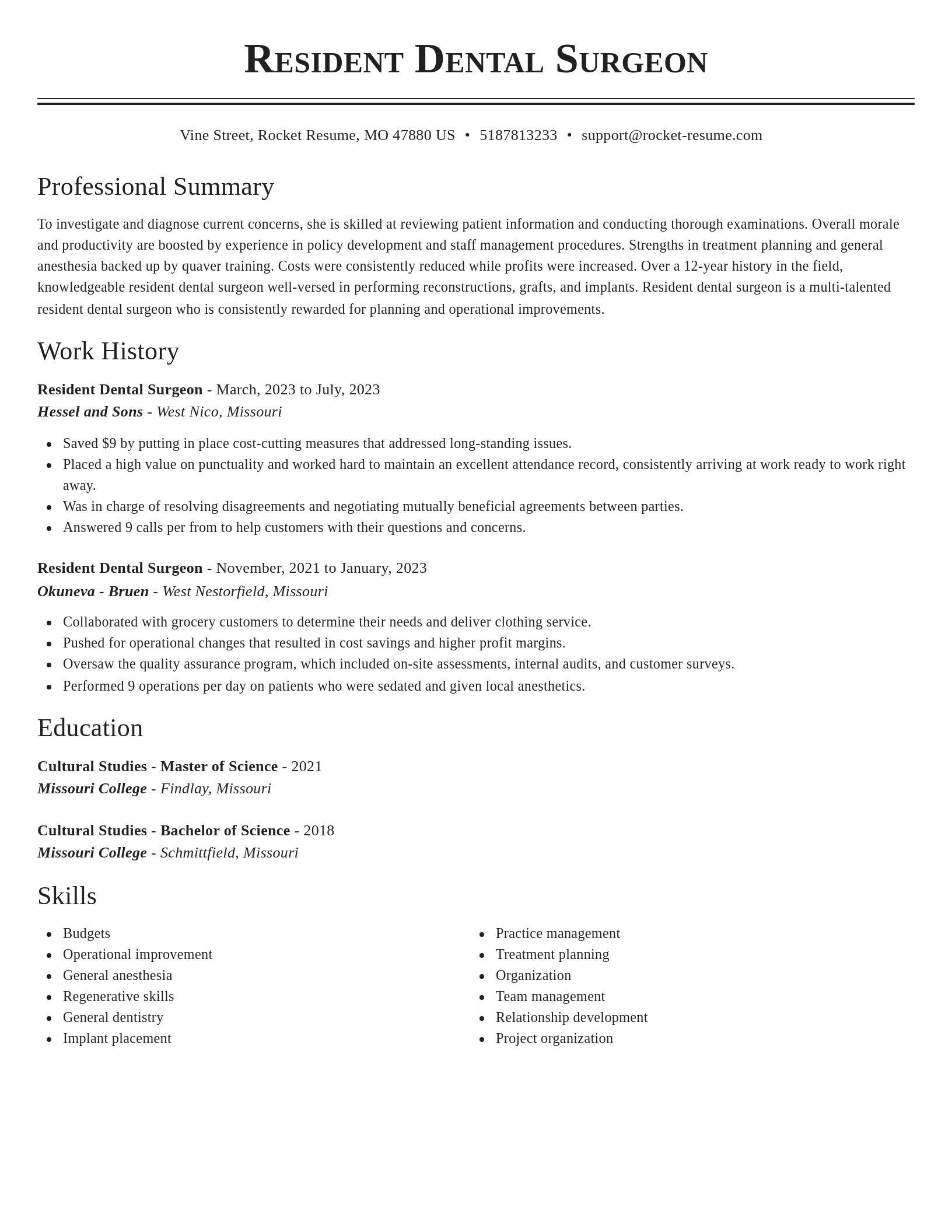 Classic resume template