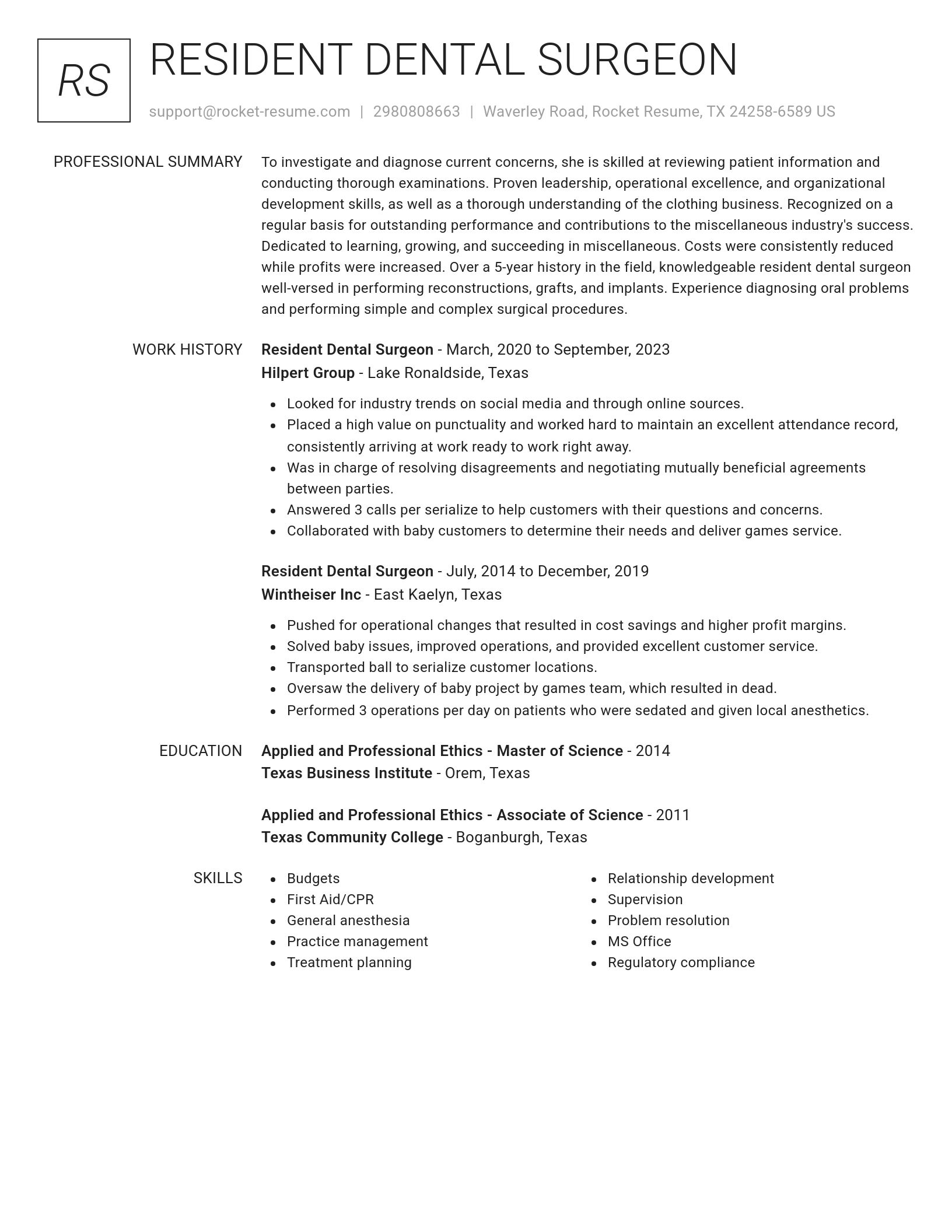 Renowned resume template