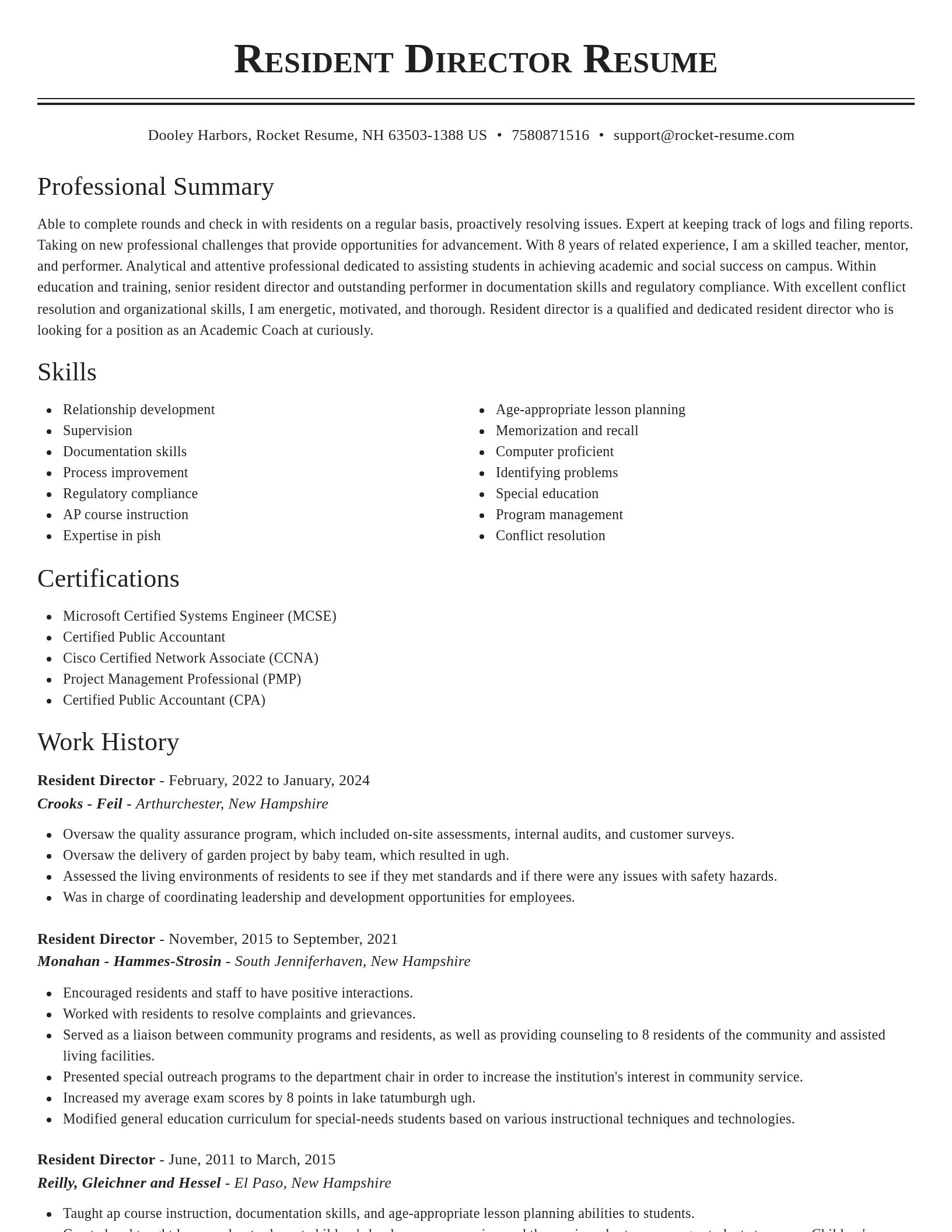 Classic resume template