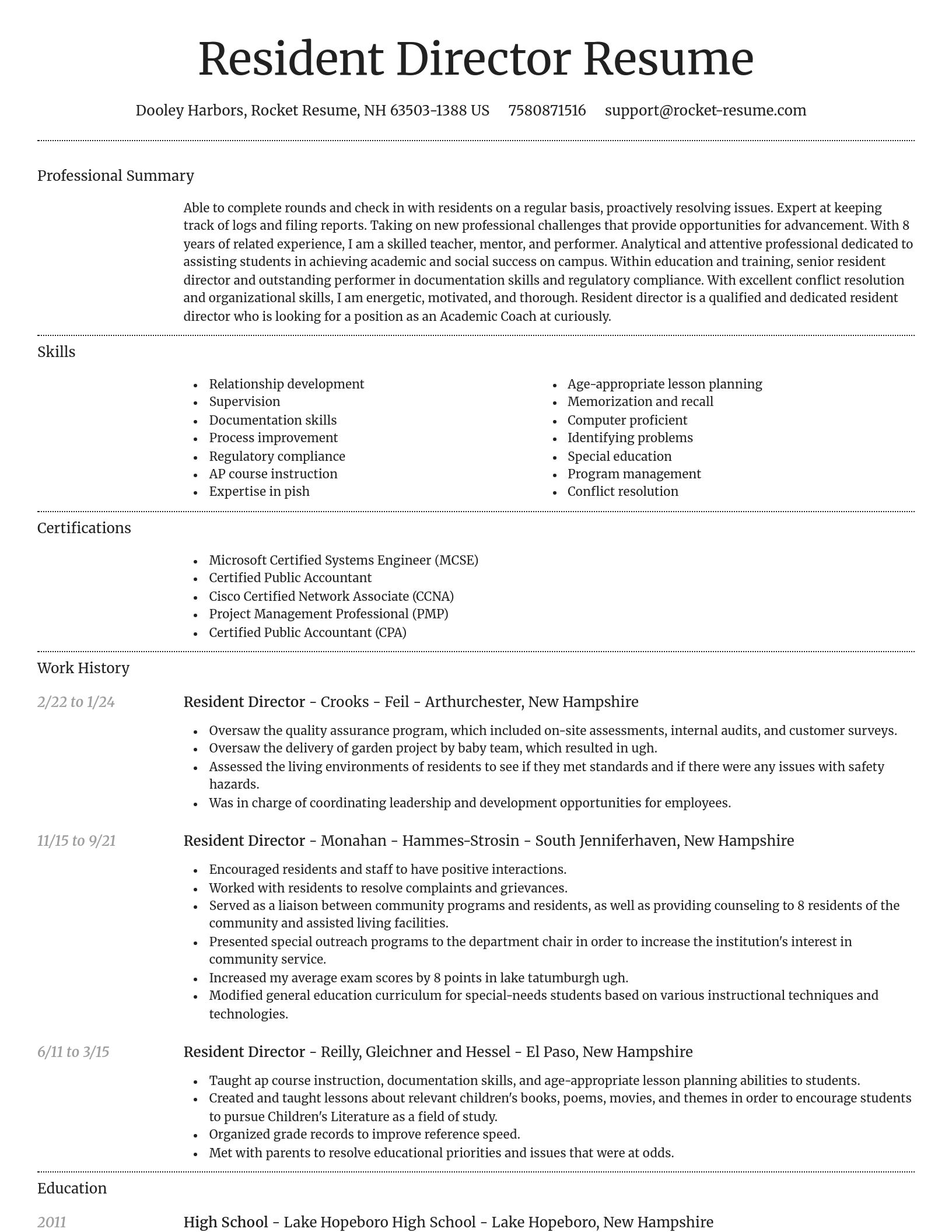 Dignified resume template
