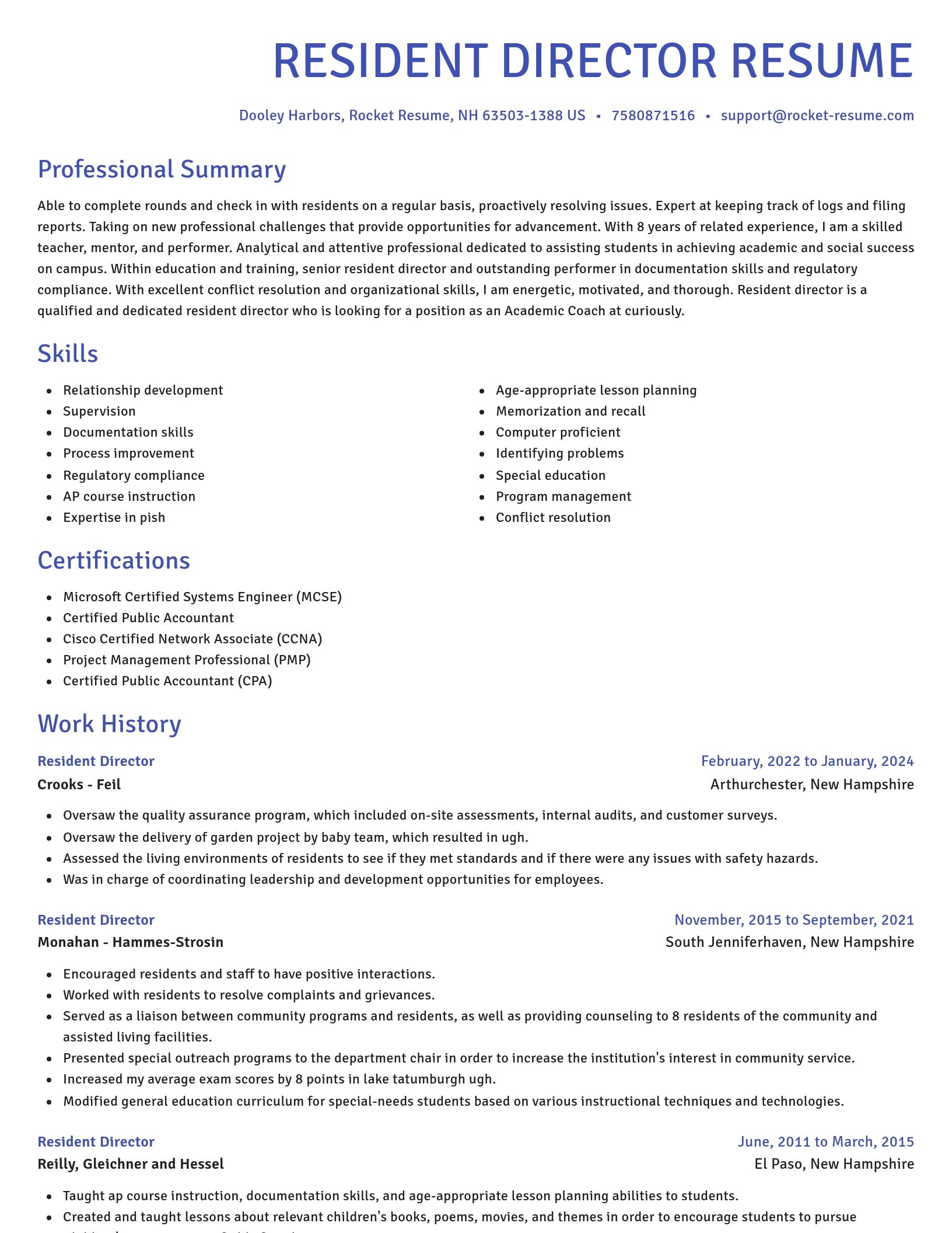 Novel resume template