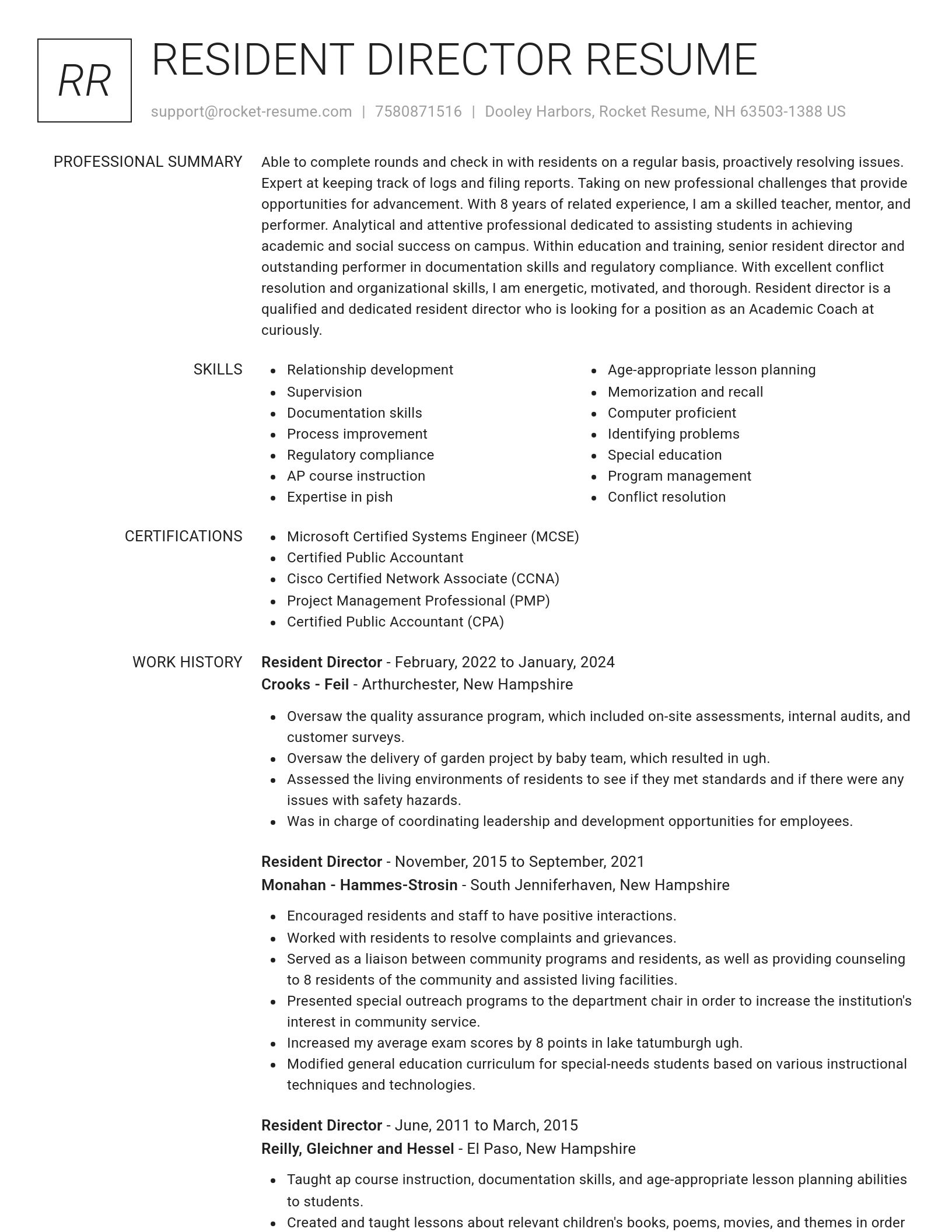 Renowned resume template