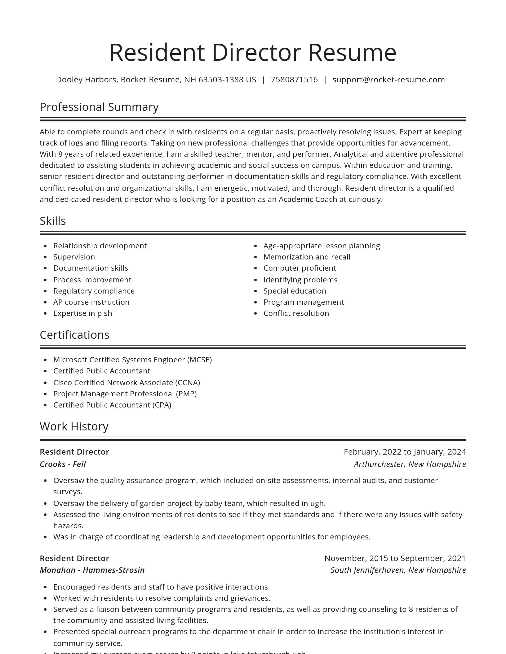 Spotlight resume template