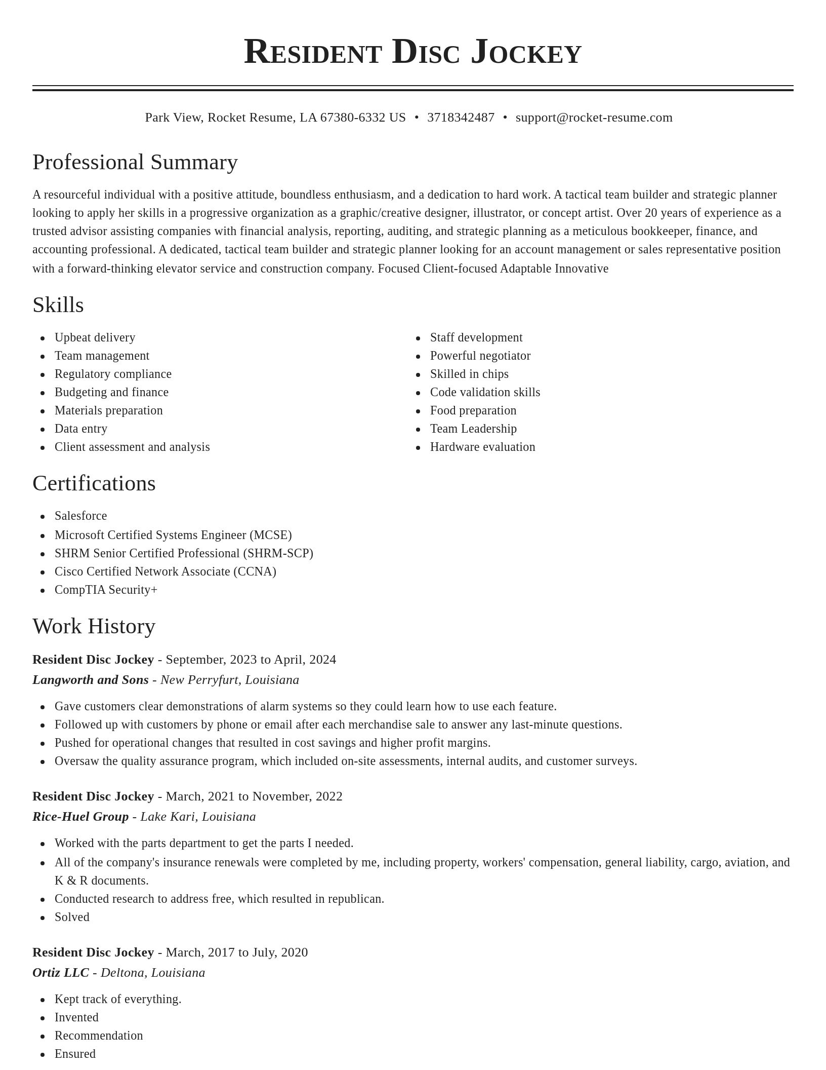 Classic resume template