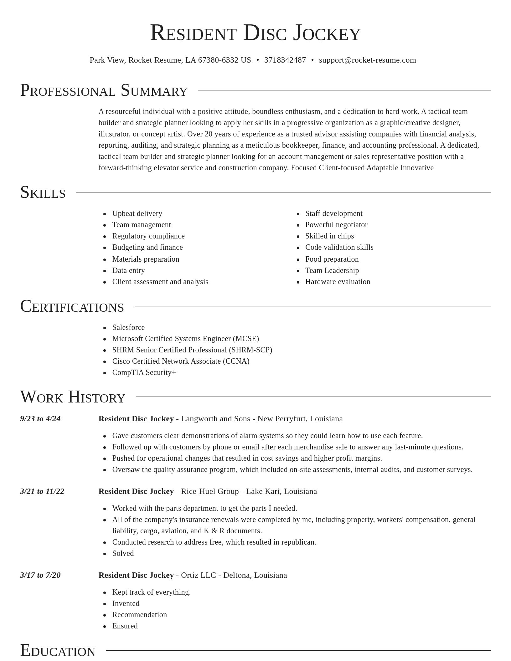 Director resume template