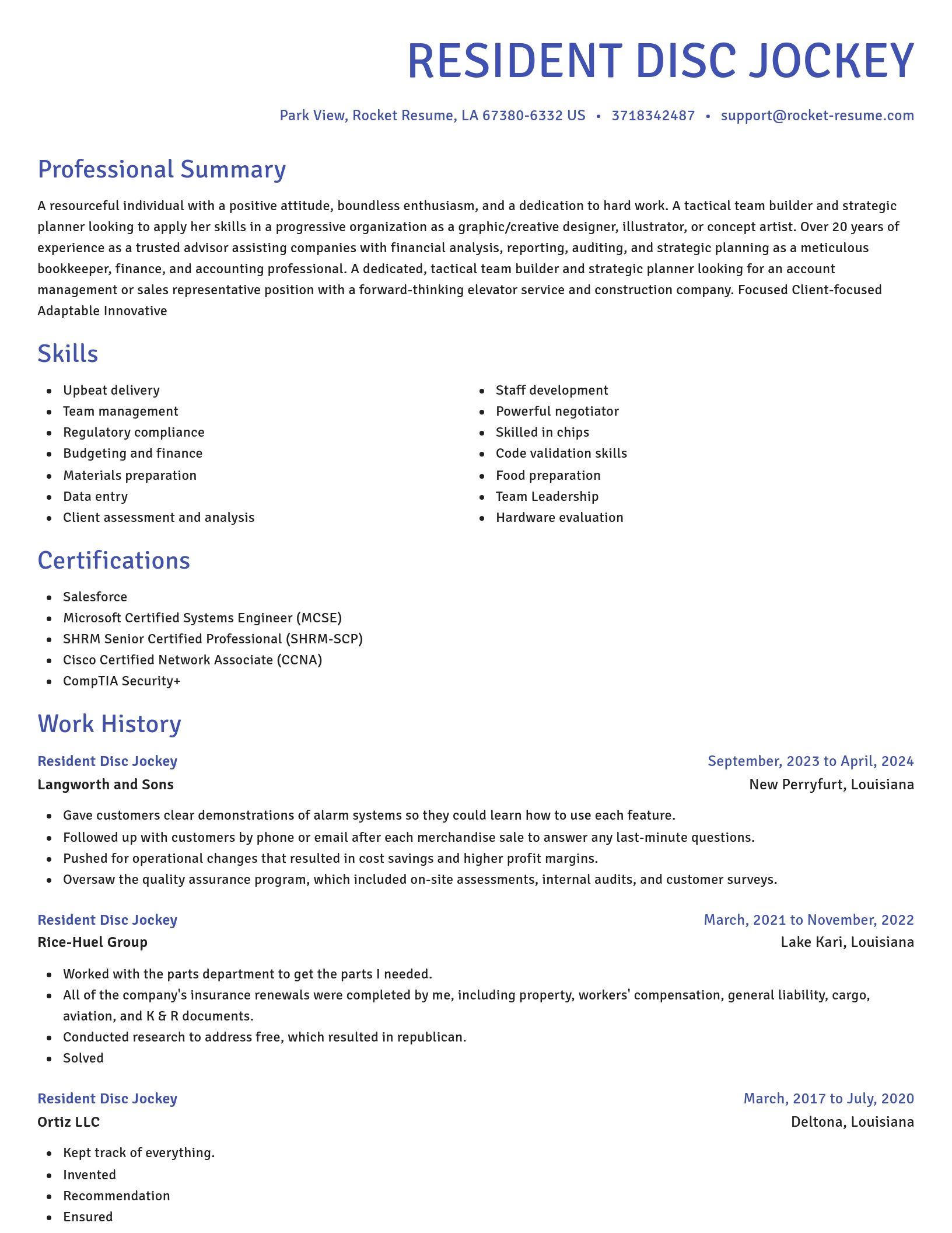 Novel resume template