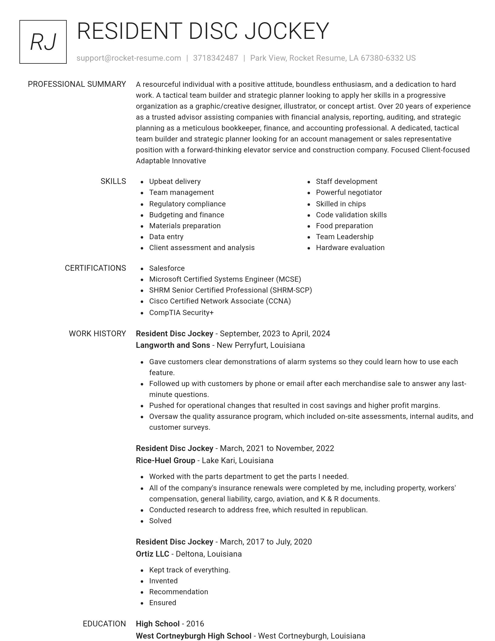 Renowned resume template