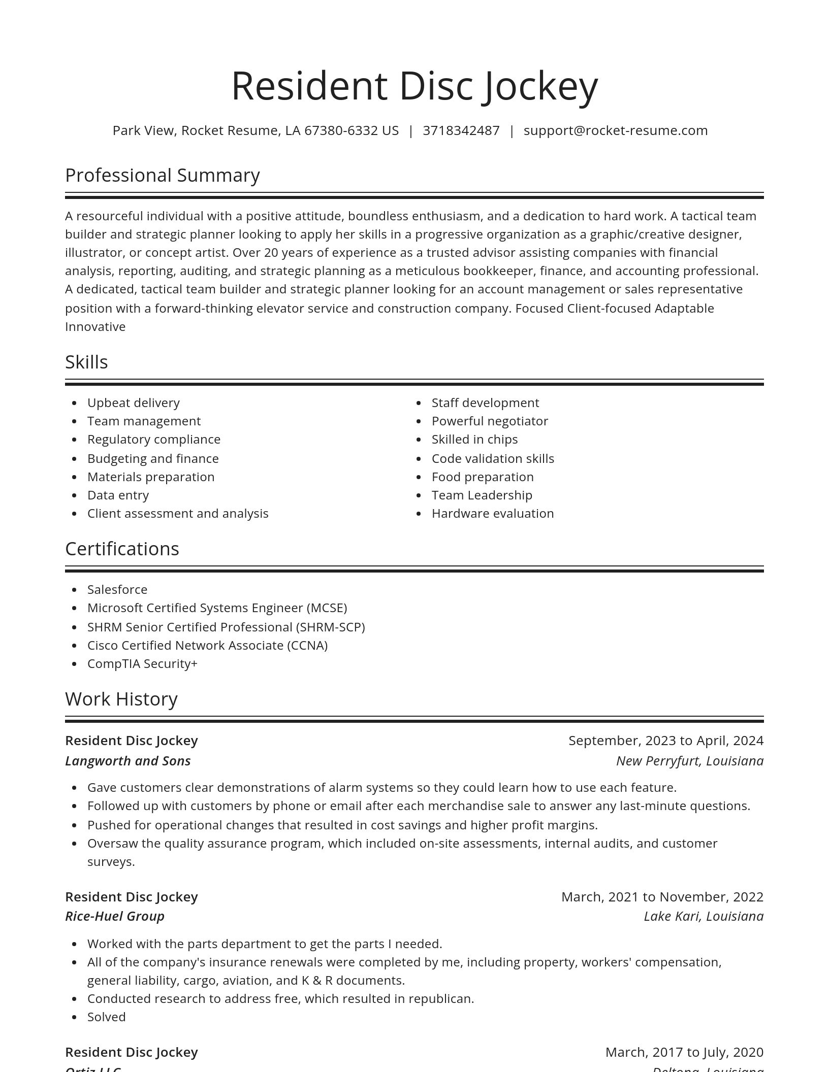 Spotlight resume template