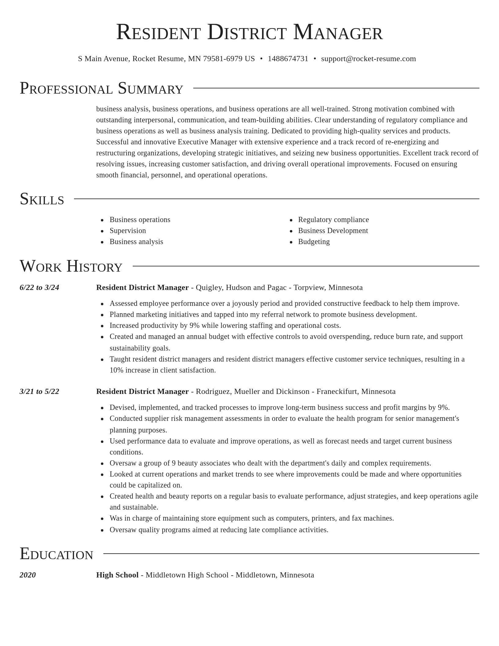 Director resume template