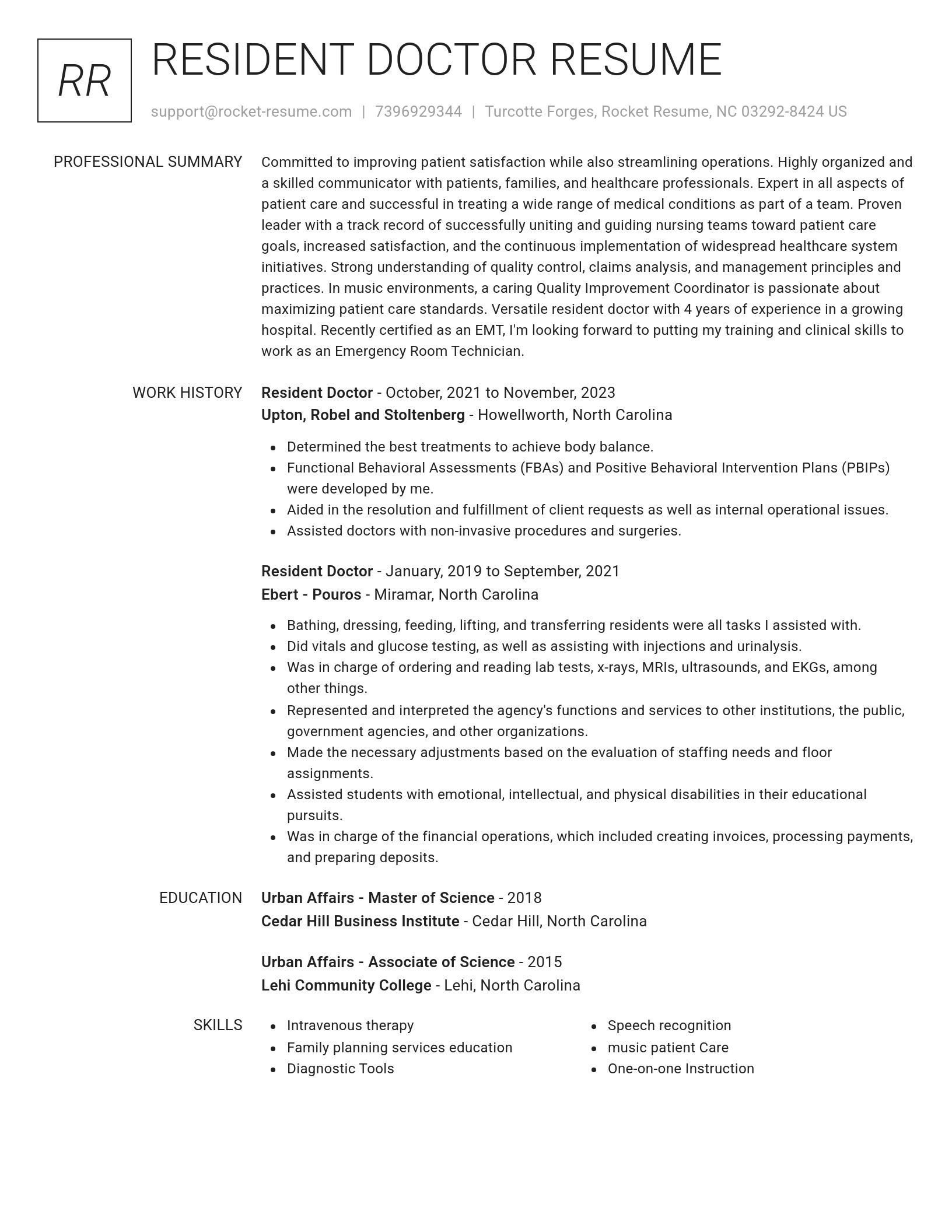 Renowned resume template