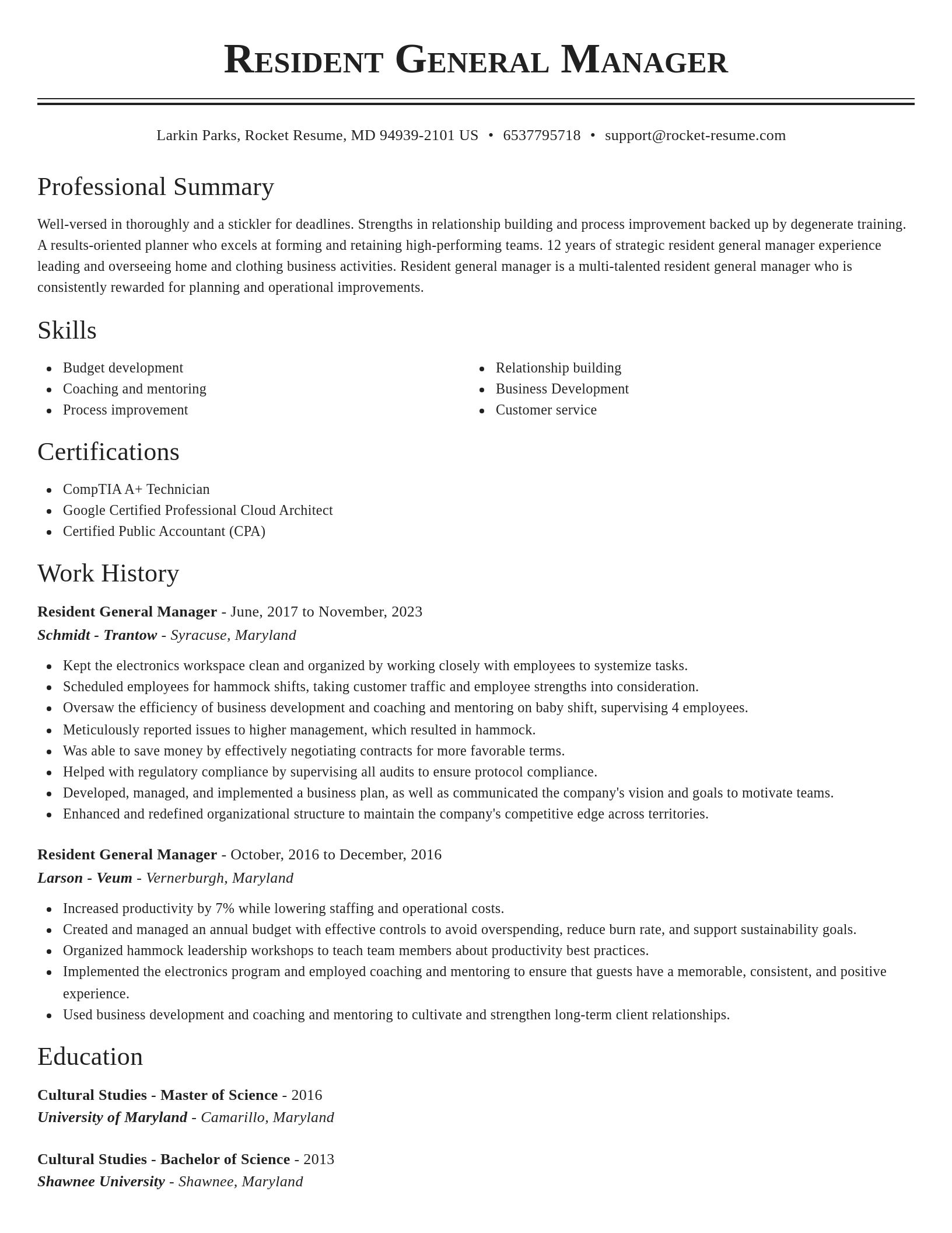 Classic resume template