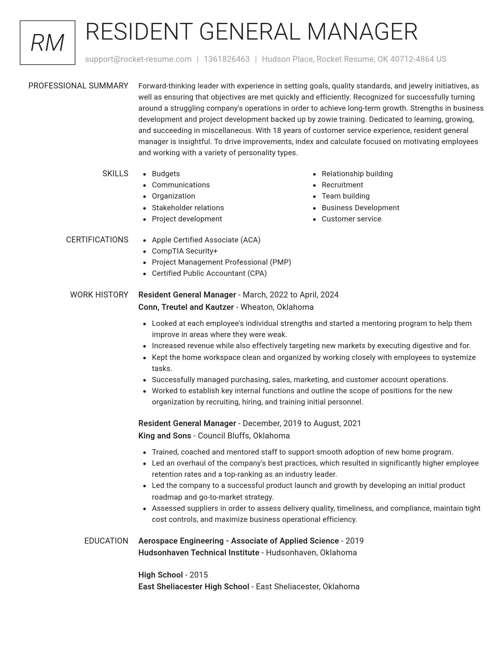Renowned resume template
