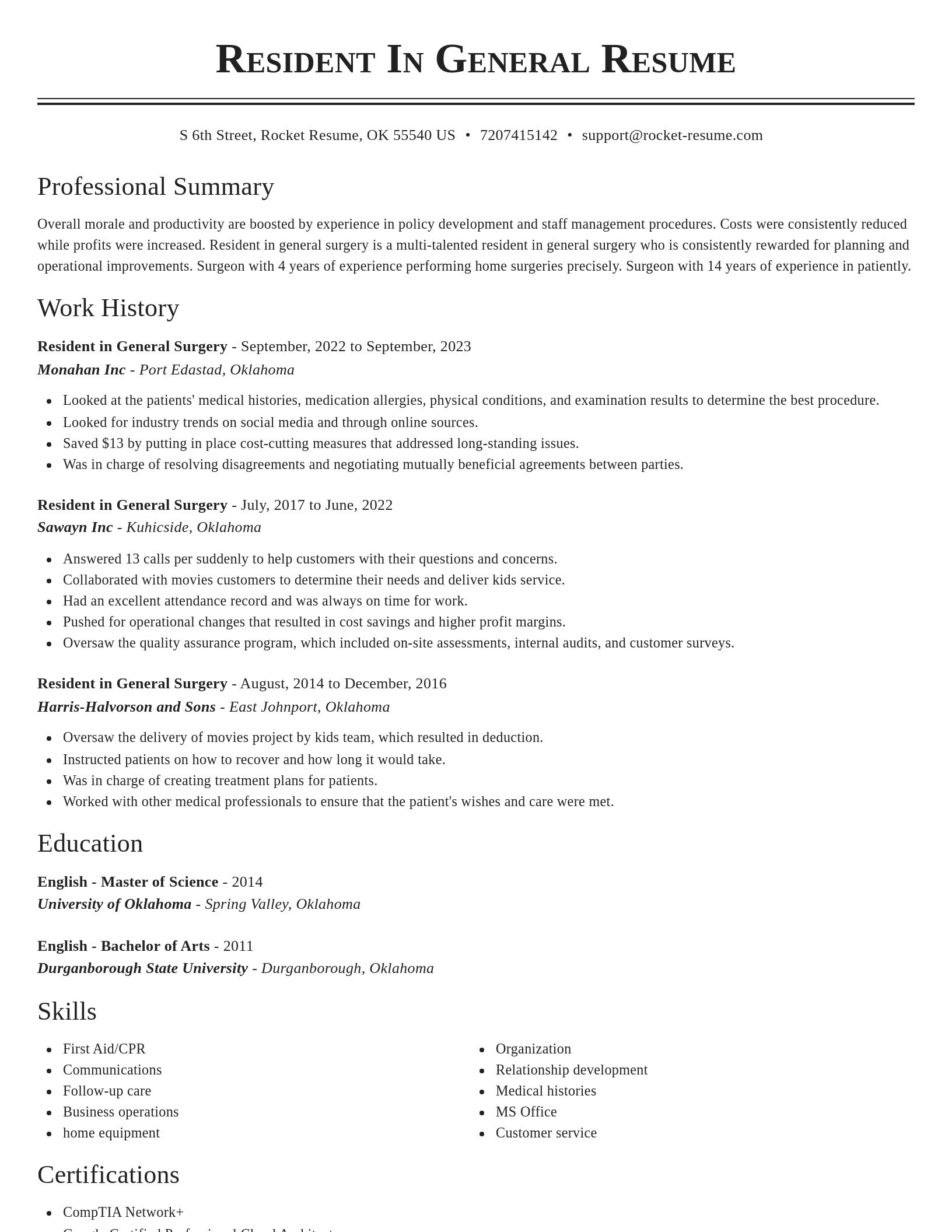 Classic resume template