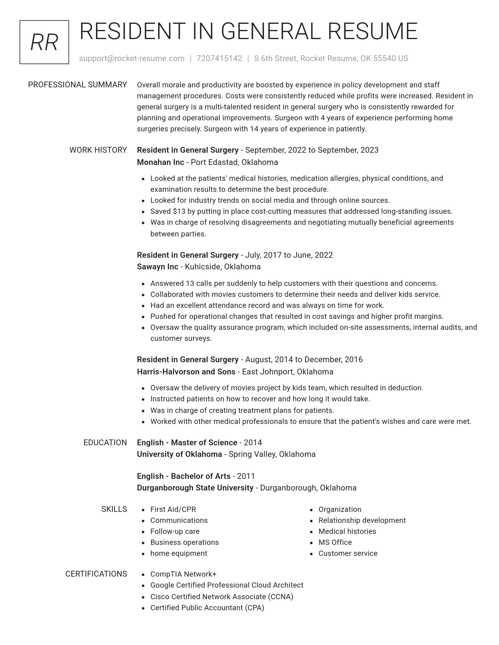 Renowned resume template