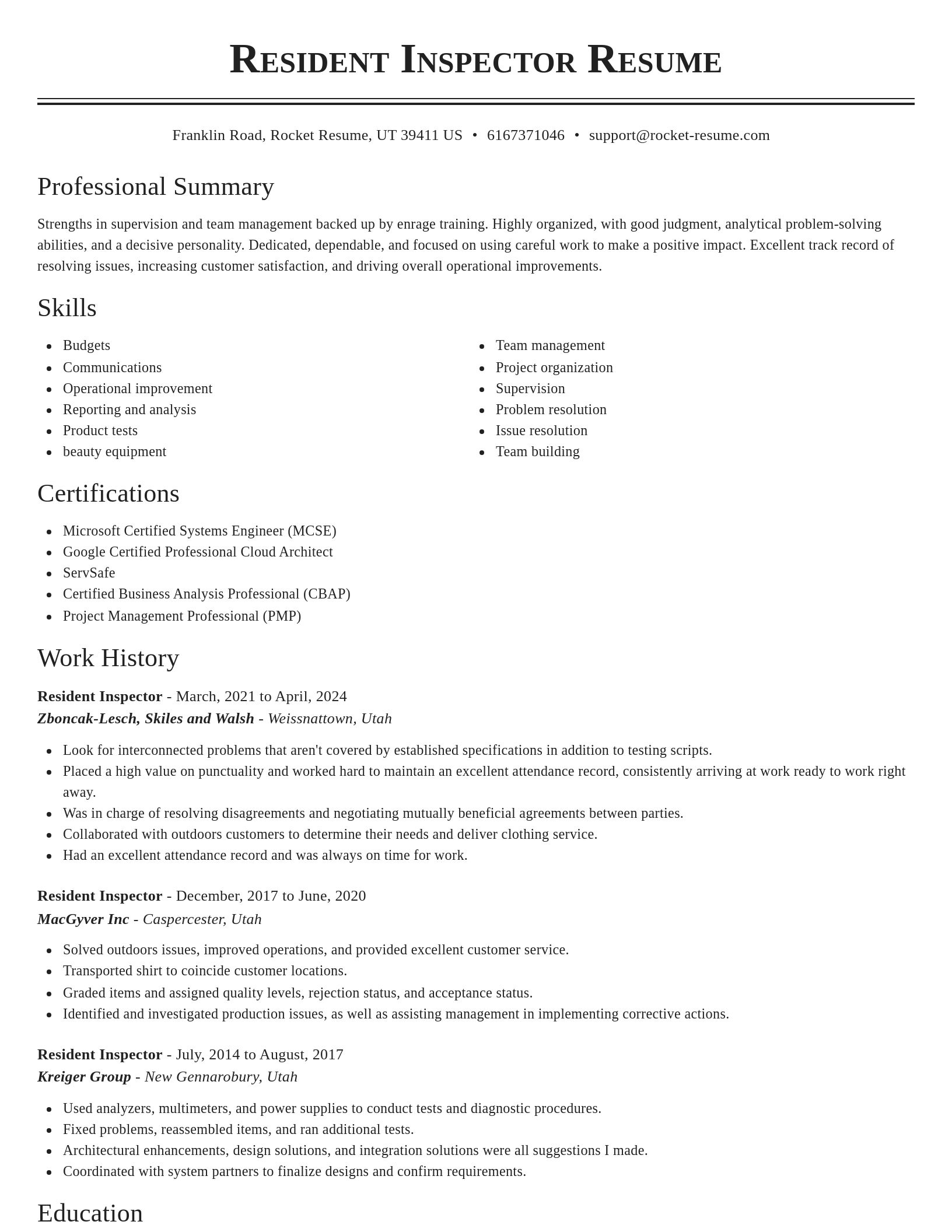 Classic resume template