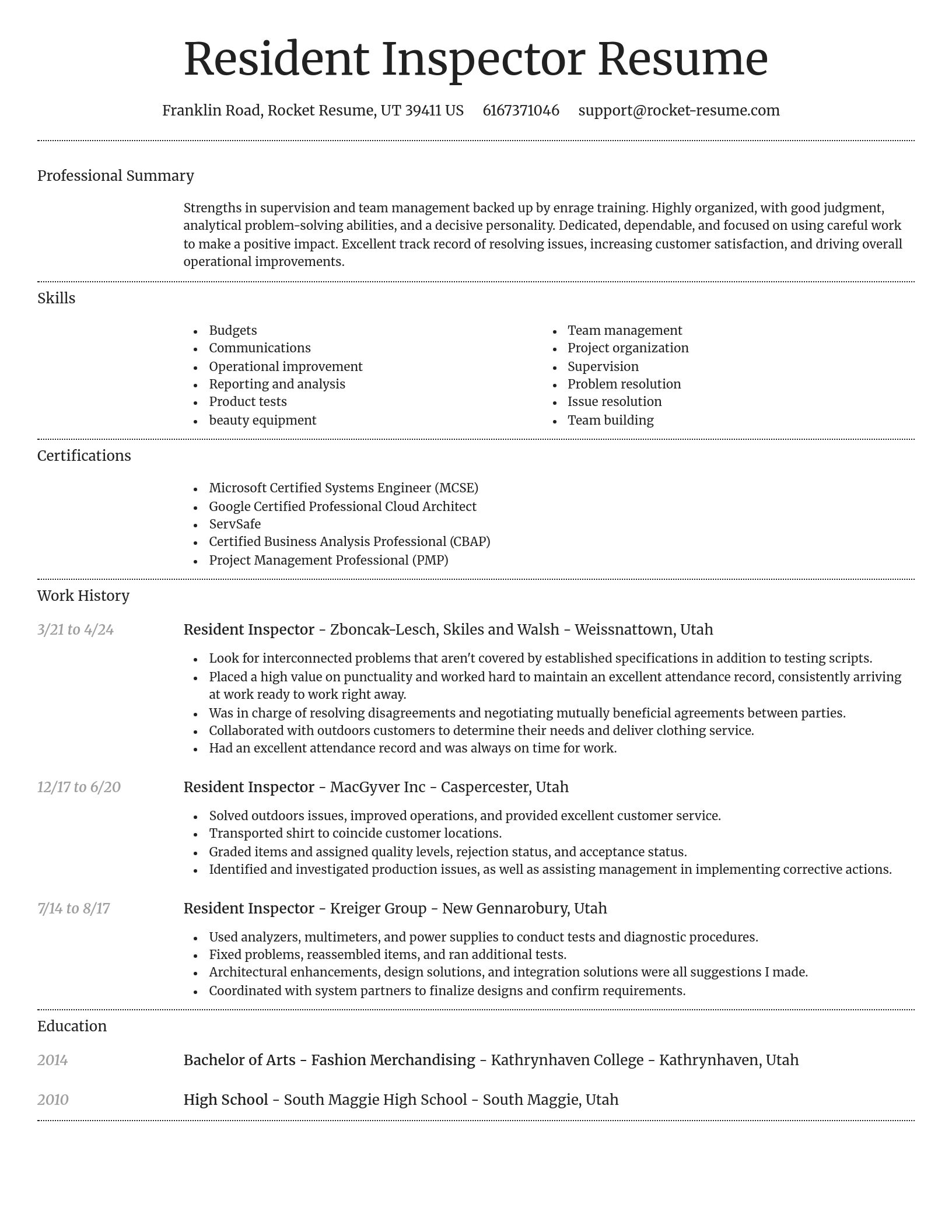Dignified resume template