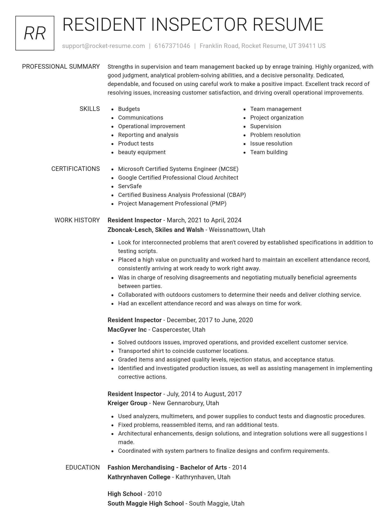 Renowned resume template