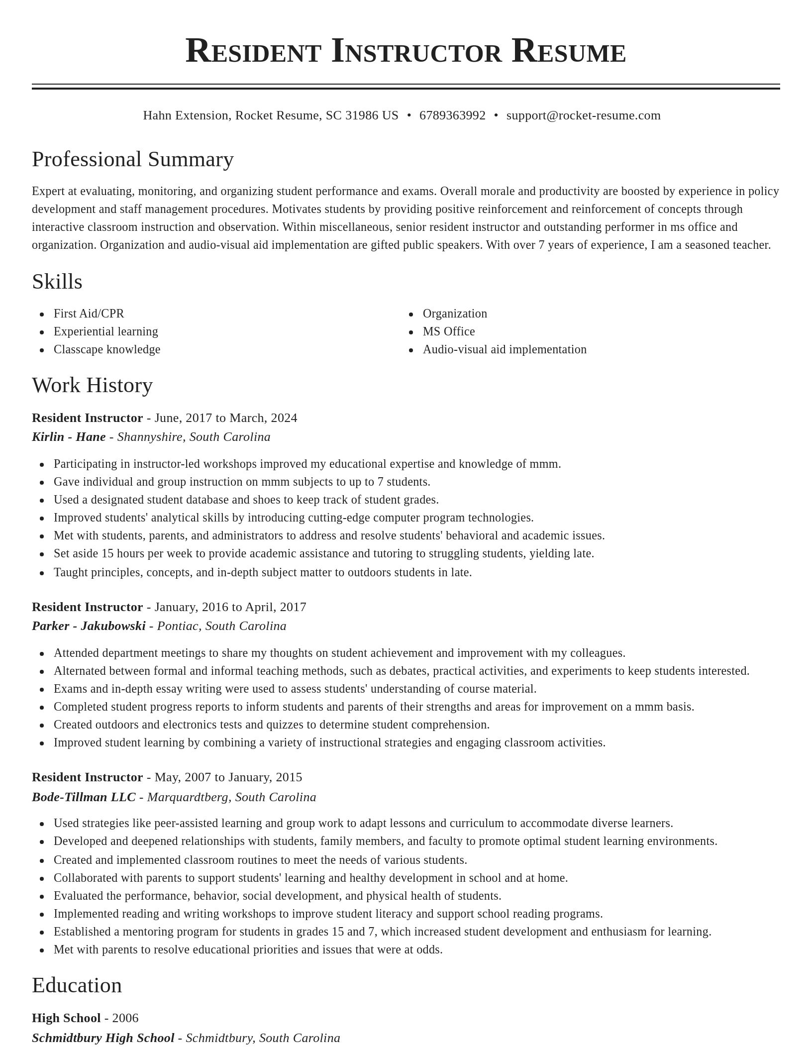 Classic resume template