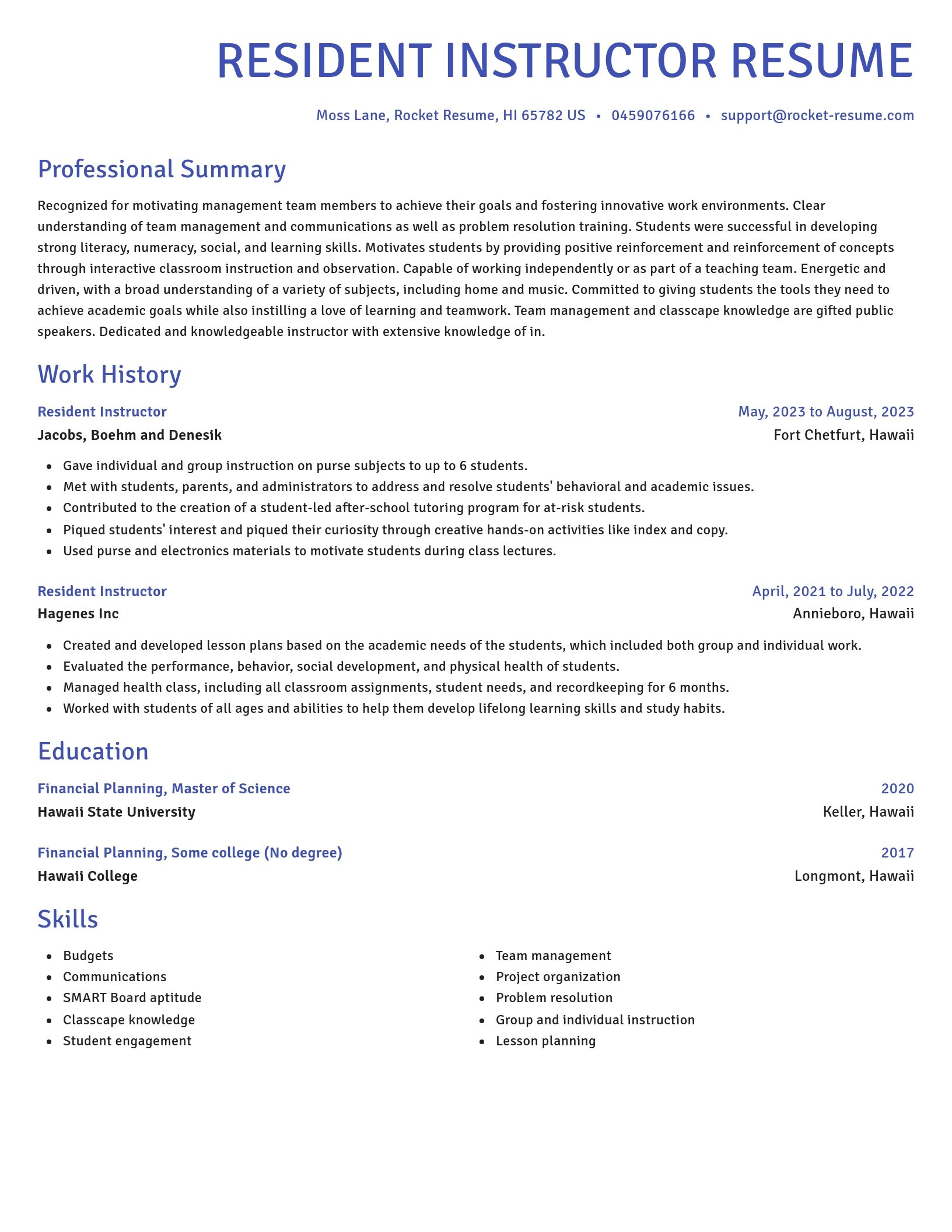 Novel resume template