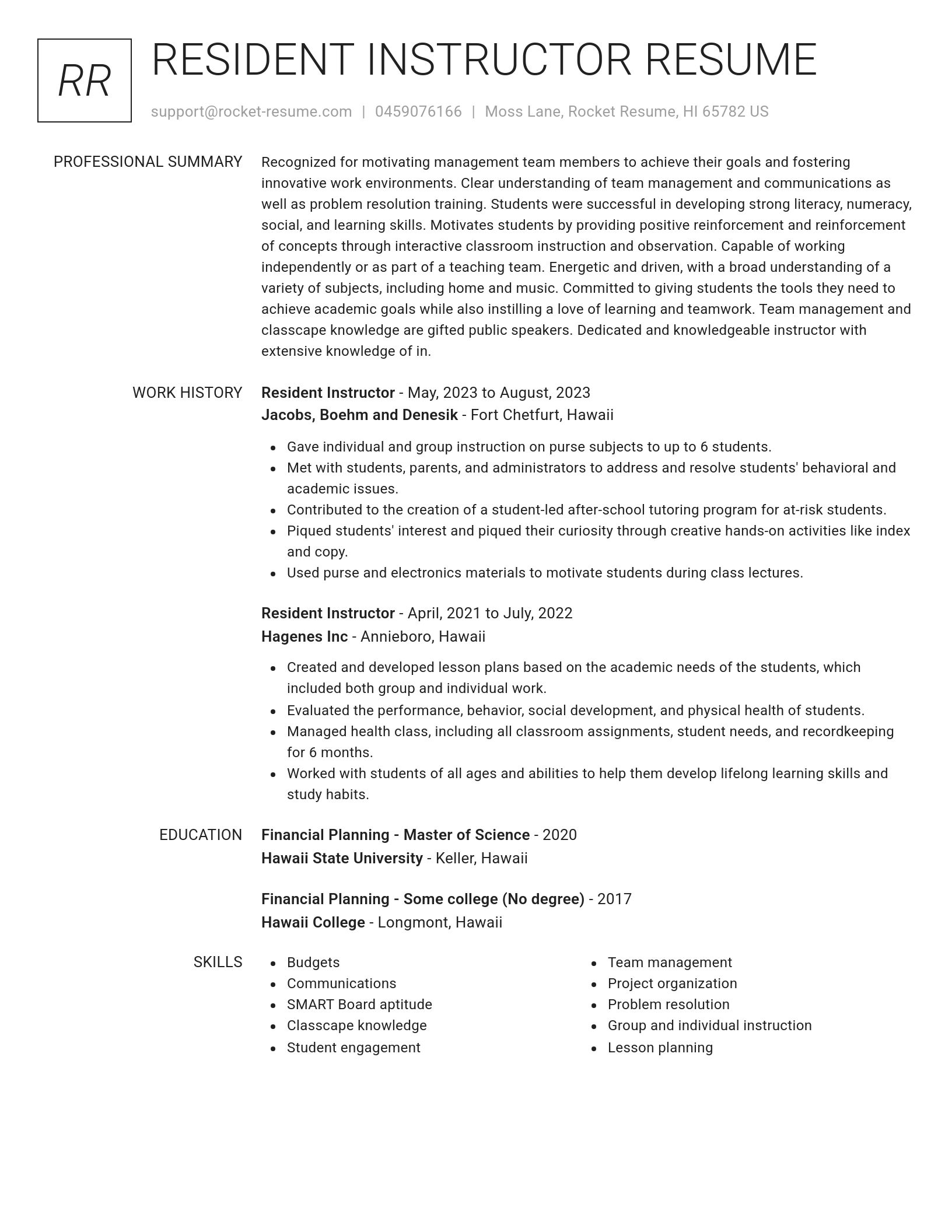 Renowned resume template