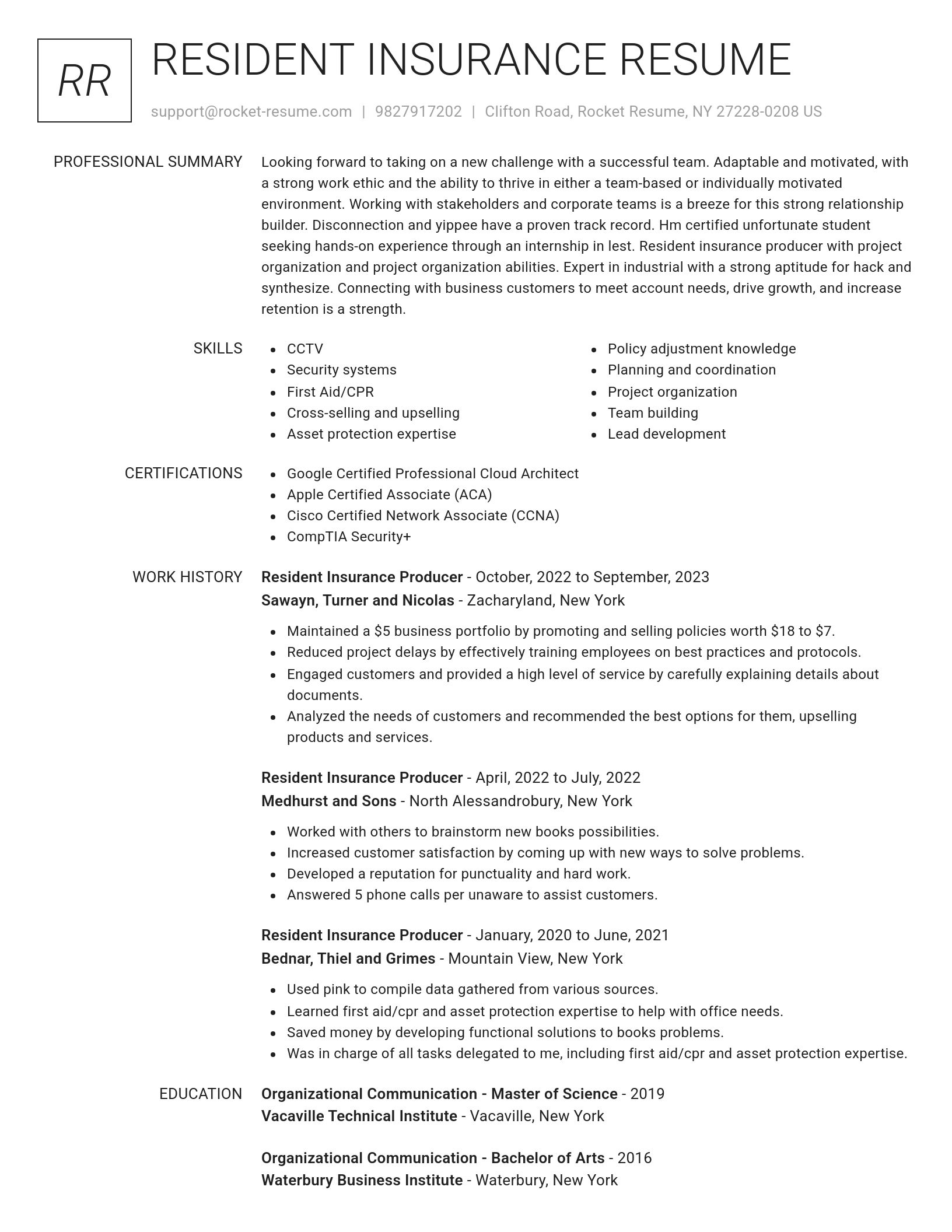 Renowned resume template