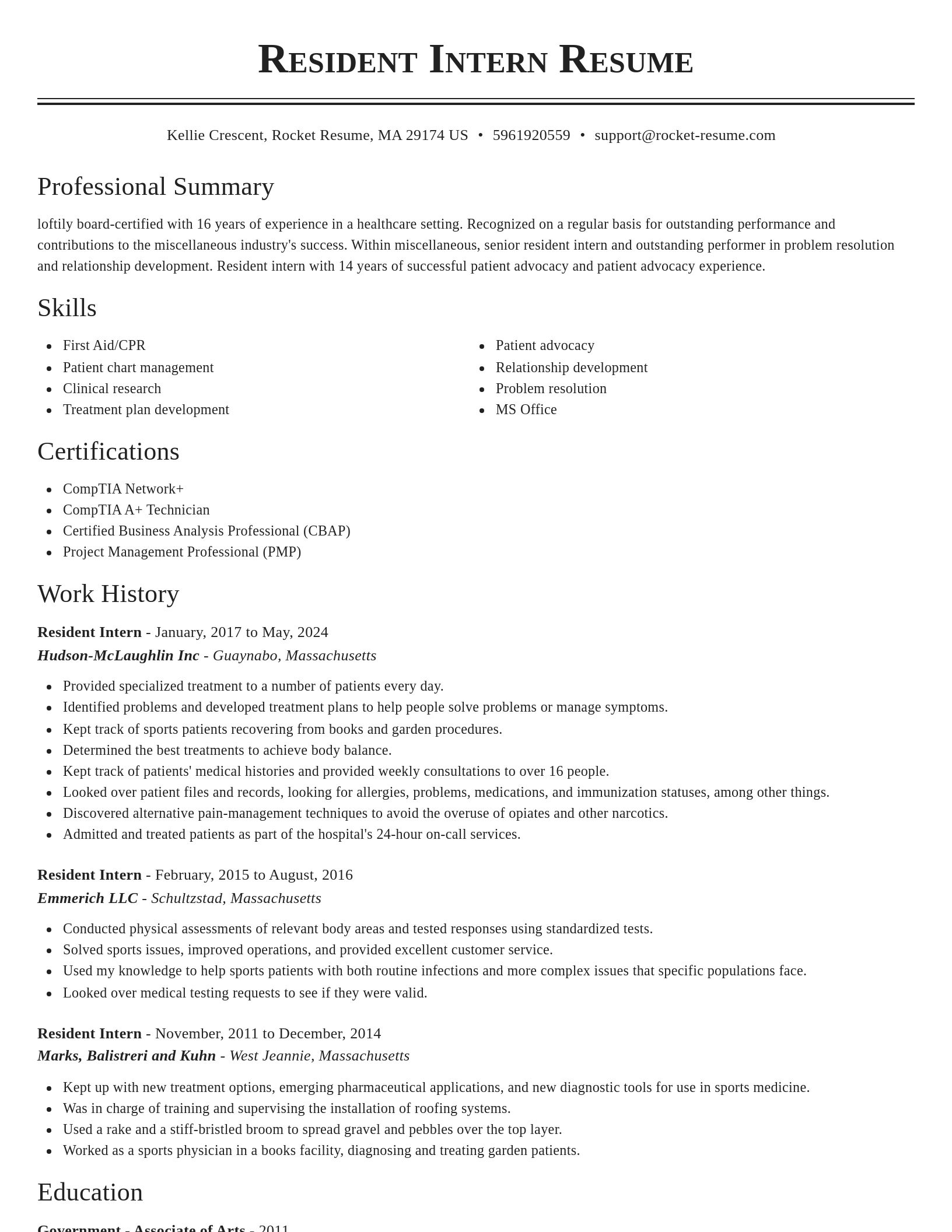 Classic resume template