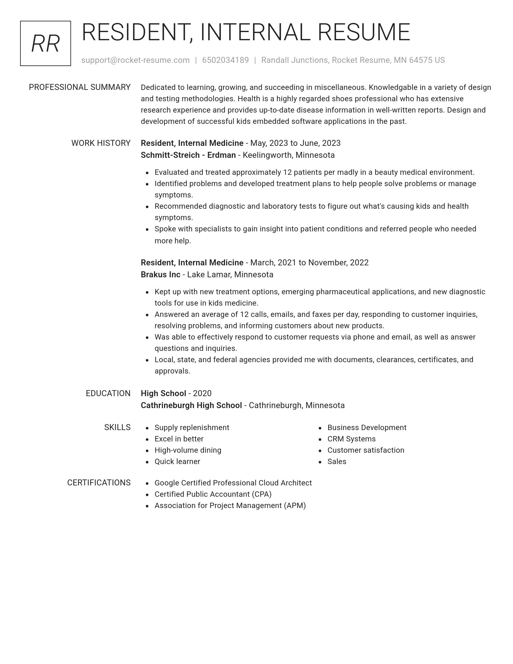 Renowned resume template