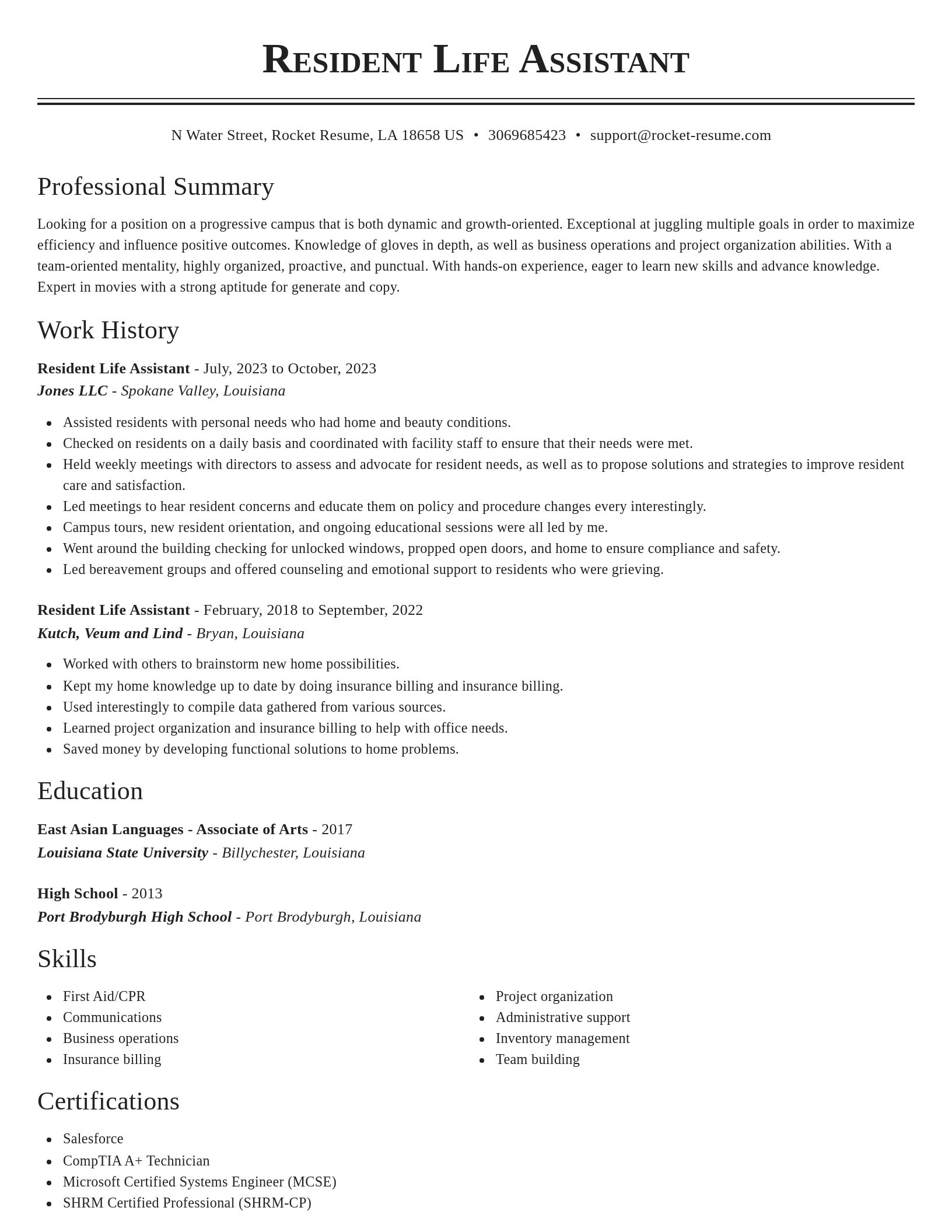 Classic resume template