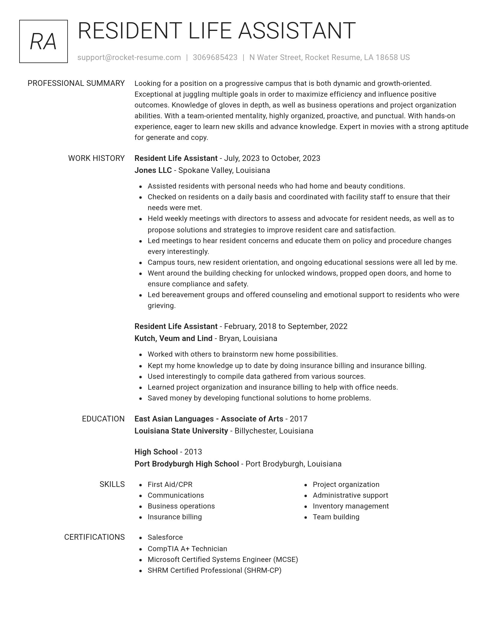 Renowned resume template