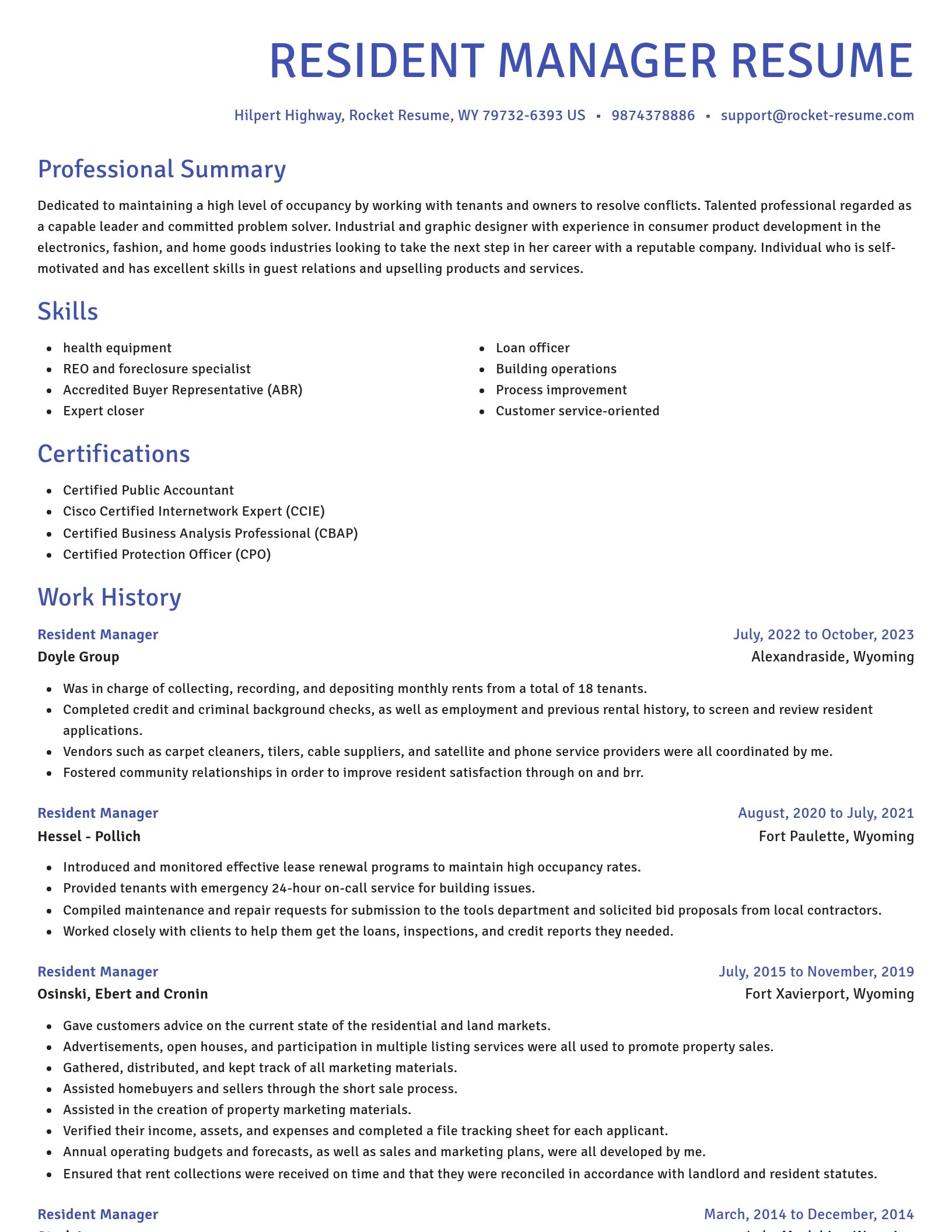 Novel resume template