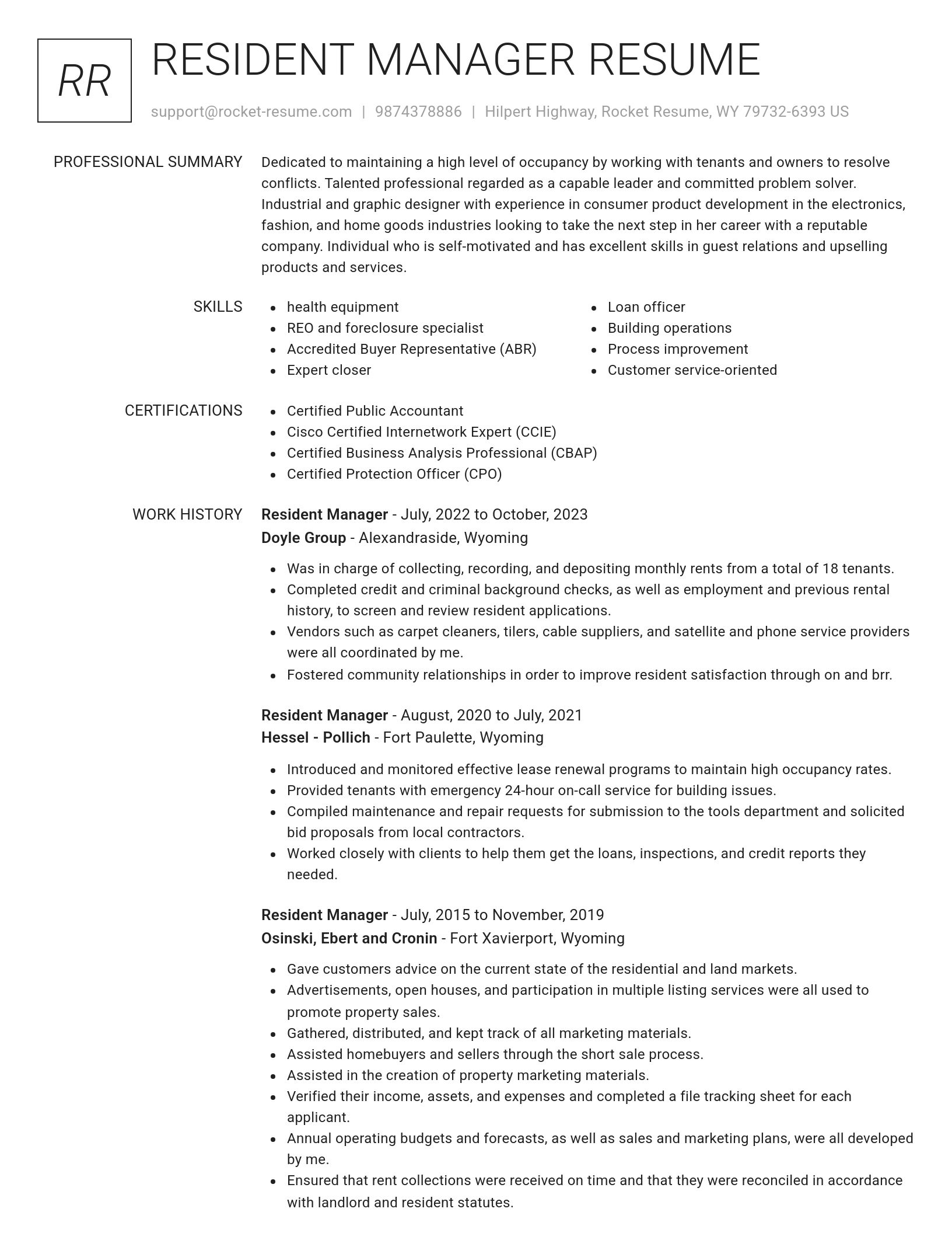 Renowned resume template