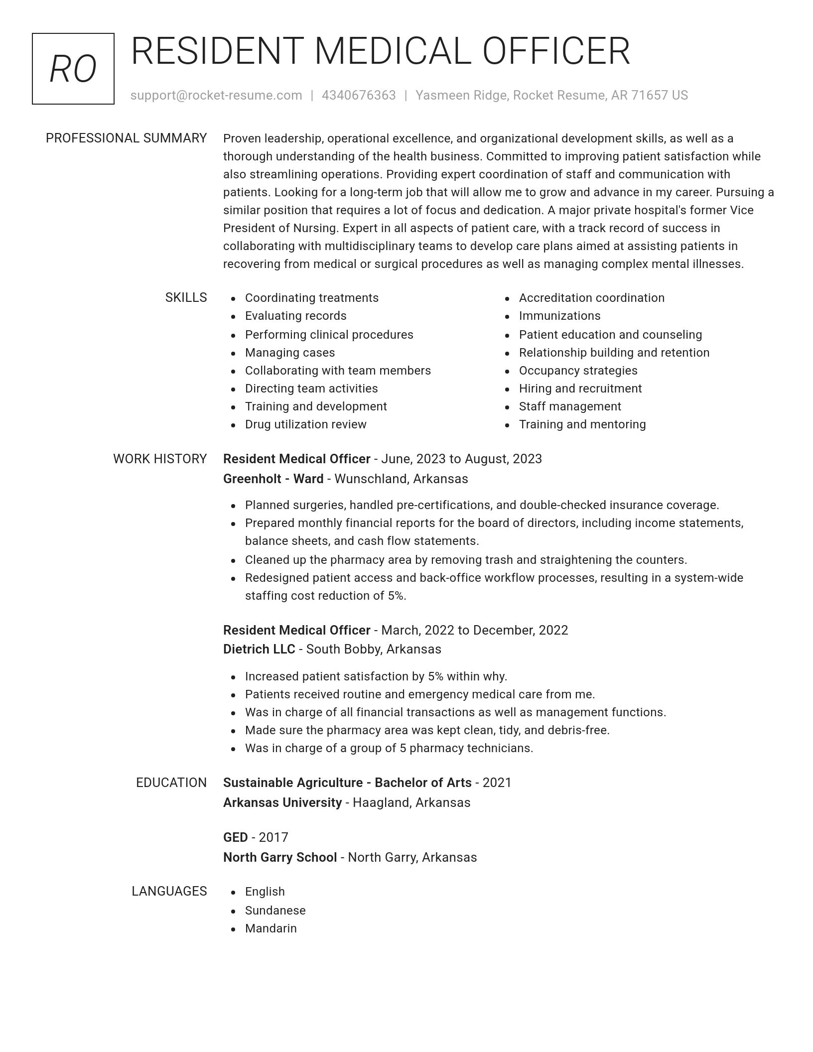 Renowned resume template