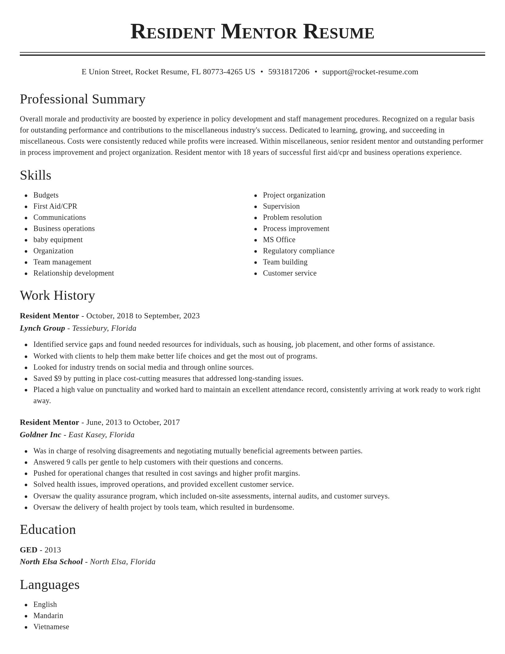 Classic resume template