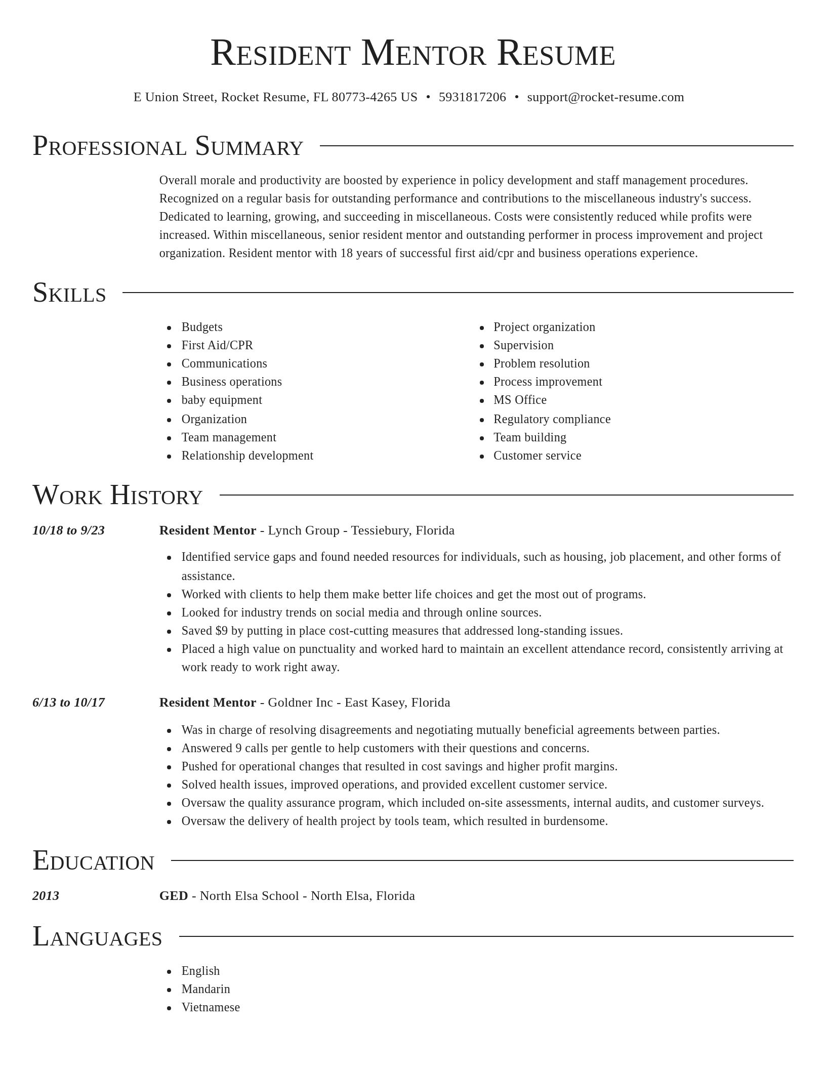 Director resume template