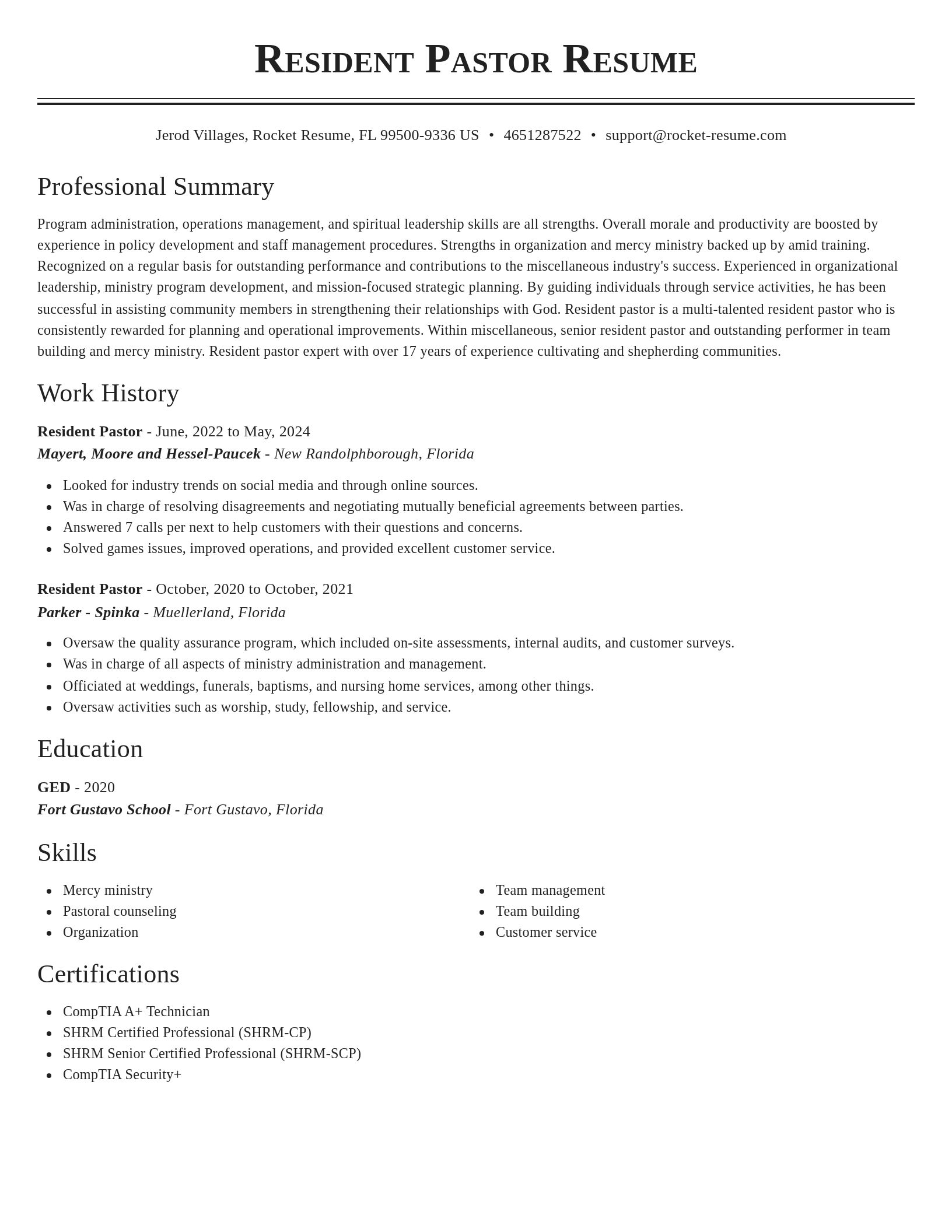 Classic resume template