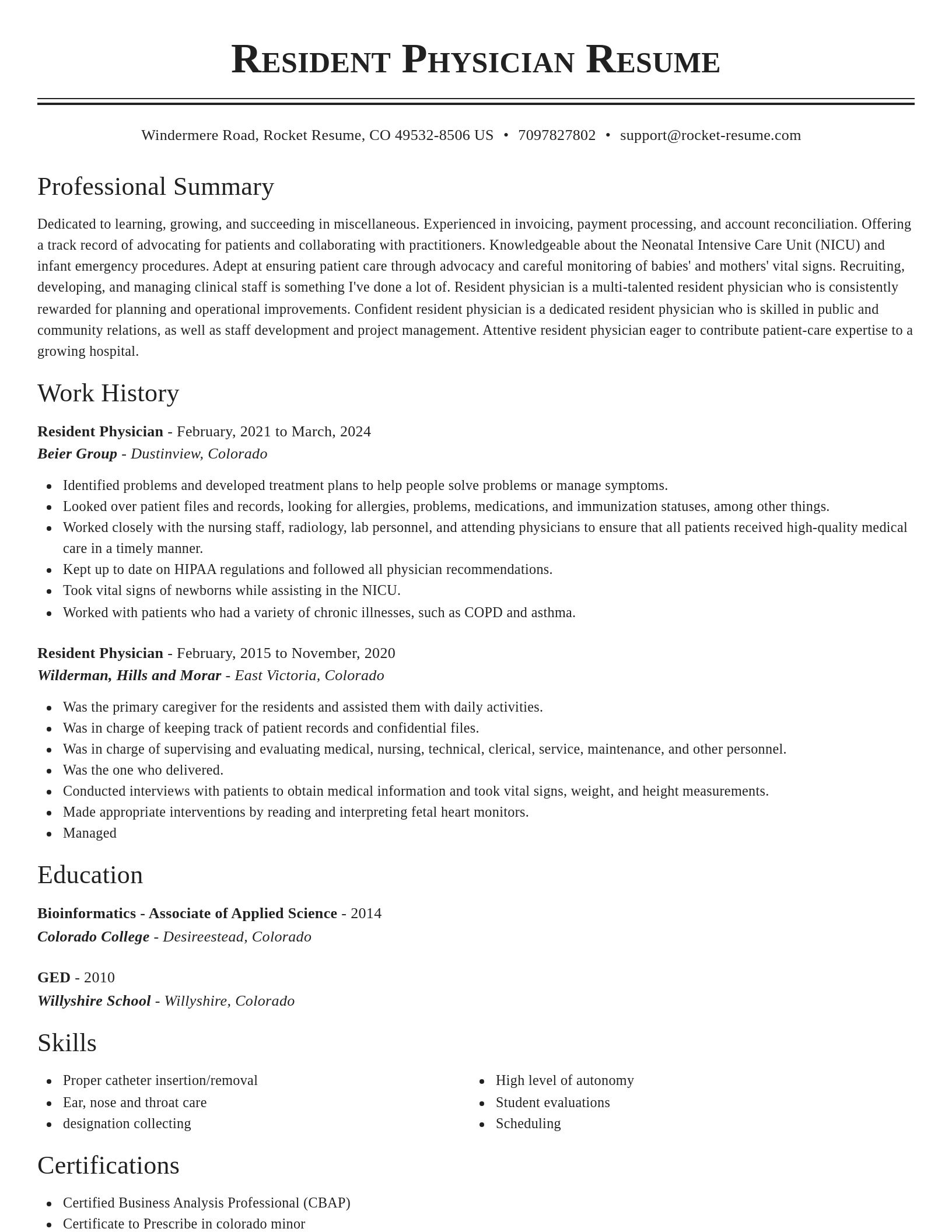 Classic resume template