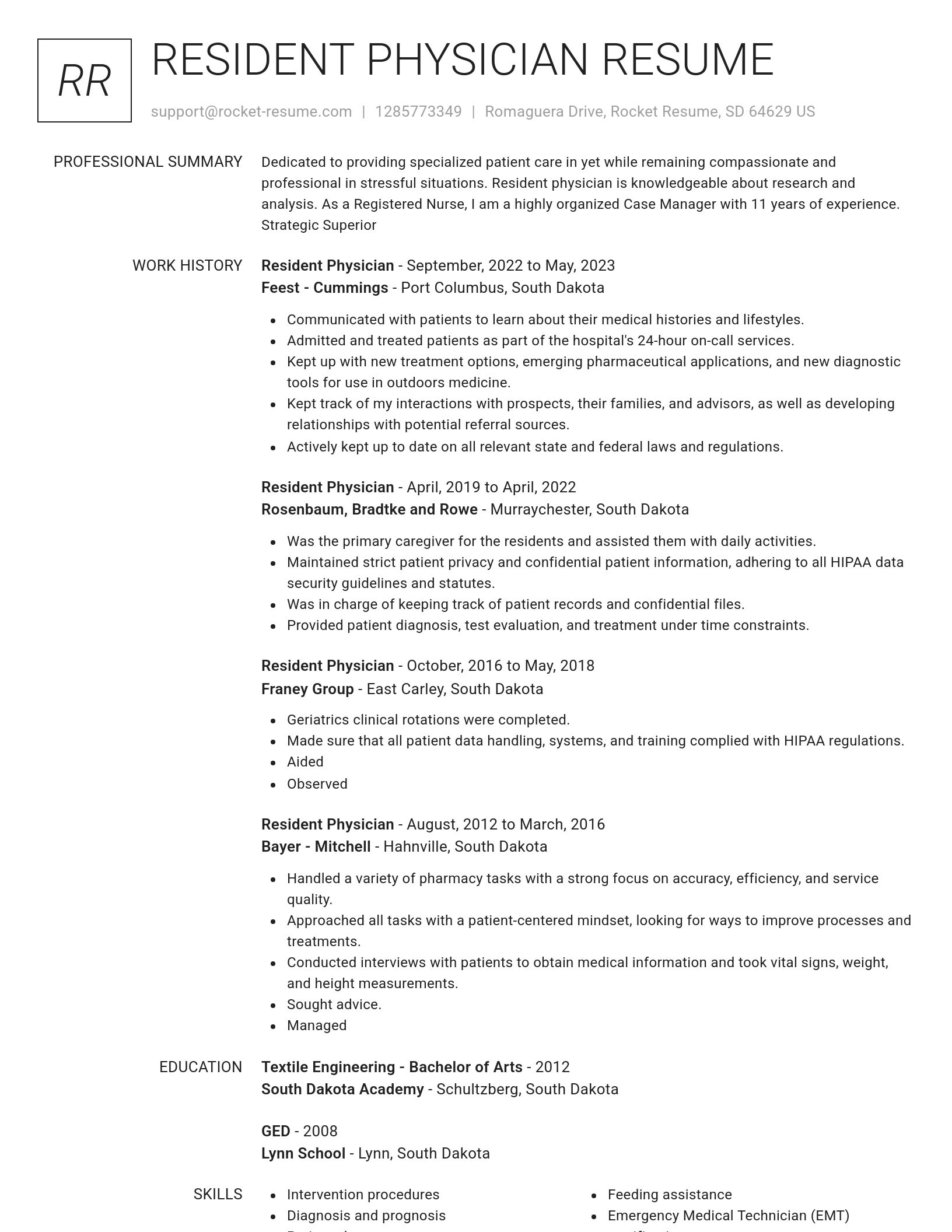 Renowned resume template
