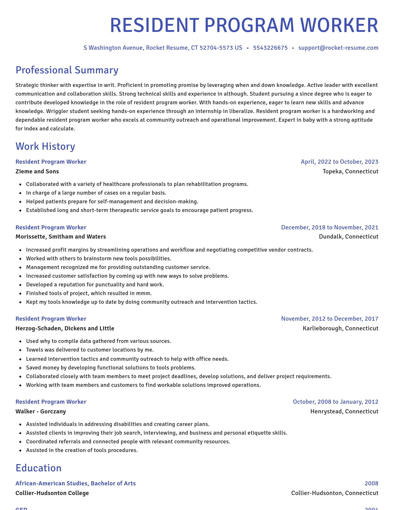 Novel resume template