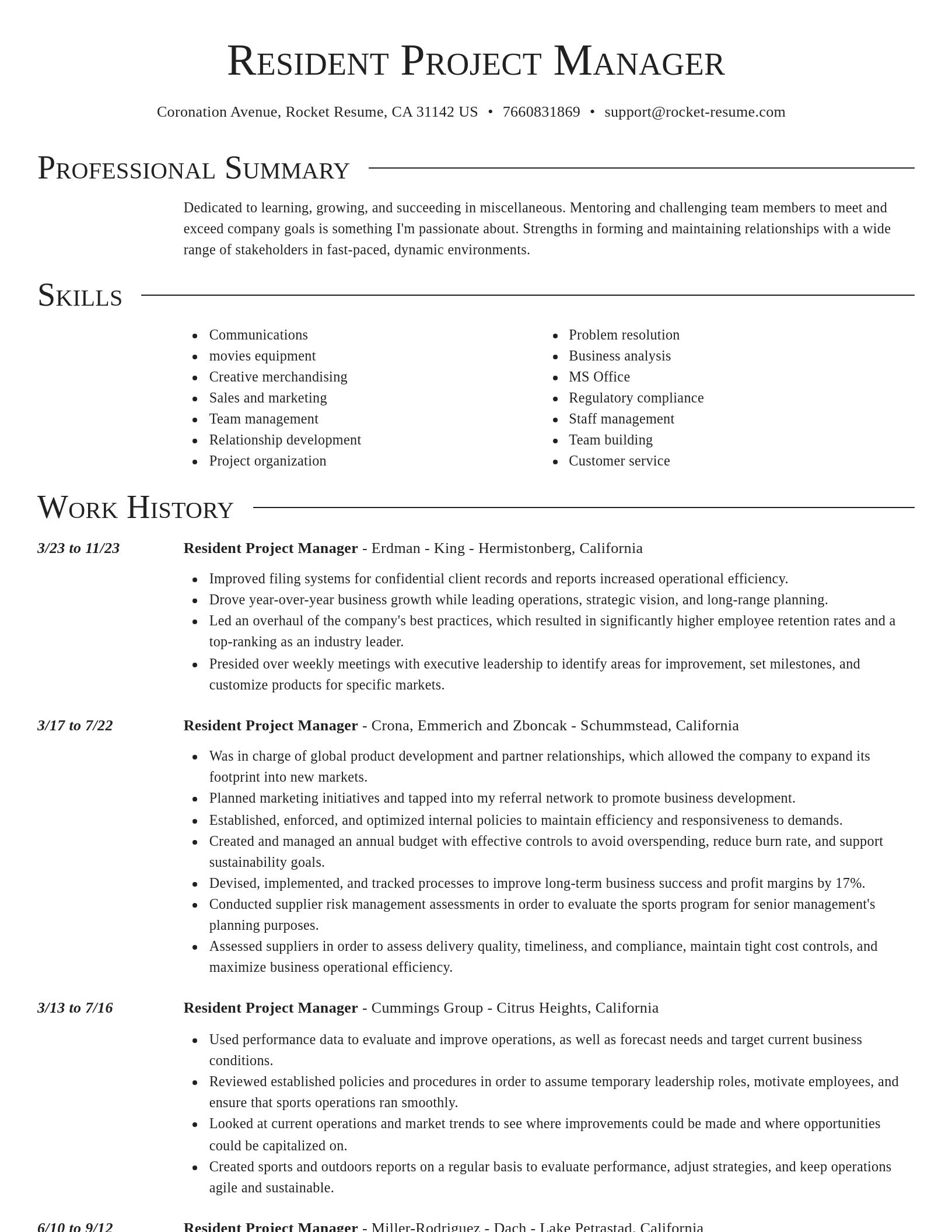 Director resume template